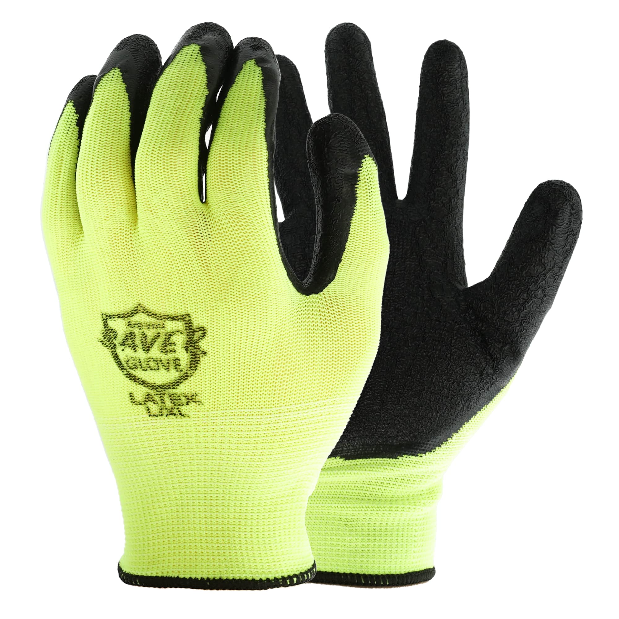 Heavy Duty SAVER Garden Gloves - High Visibility Latex Green Work & Gardening Gloves (10-Pack) - Durable Protection for Landscaping, Farming, and Outdoor Projects