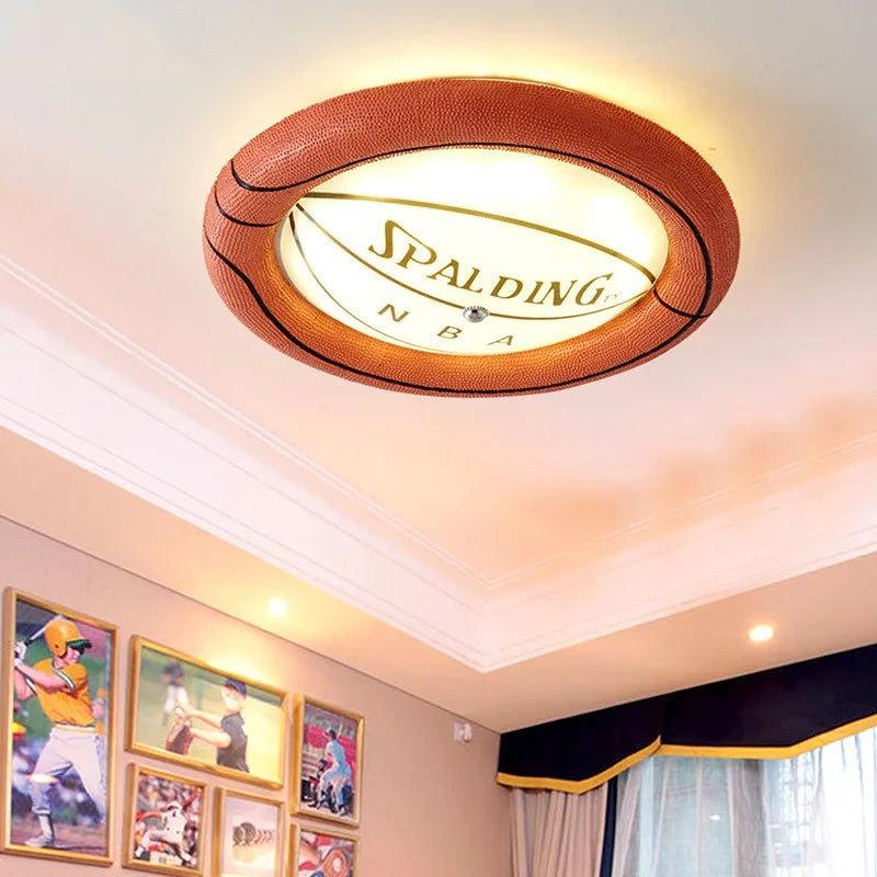 Spalding NBA Basketball Ceiling Light for Kids Room - LED Night Light for Boys Bedroom, Nursery Decor, Sports Fan Gift