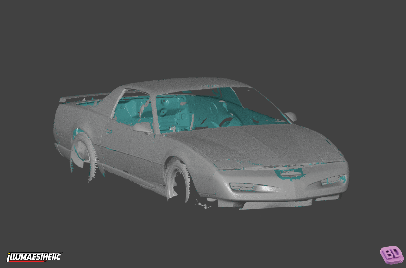 1991 Pontiac Firebird 3D Model Scan - High Resolution Digital Car Model for 3D Printing, Gaming & Automotive Restoration Projects