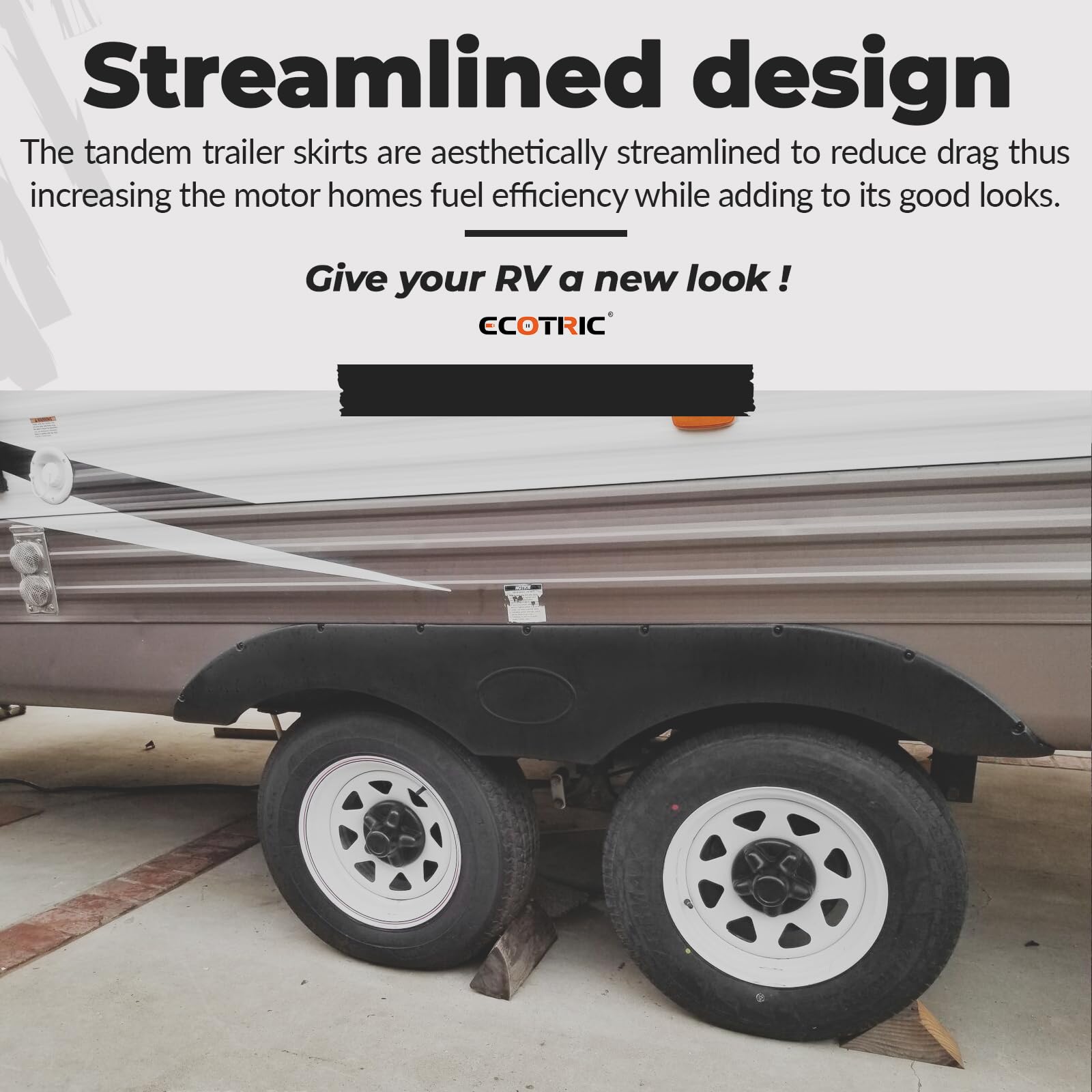 ECOTRIC RV Fender Skirt Replacement for Tandem Trailers, Campers & RVs - Durable Black Mud Flap | Perfect for Road Trips, Camping & RV Maintenance