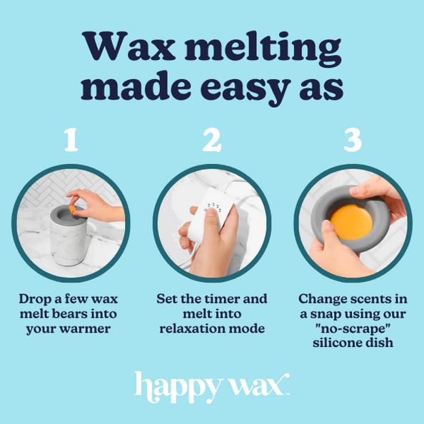 Happy Wax Black Outlet Timer Warmer for Scented Wax Melts - Compact Ceramic Wall Plug-in Wax Warmer with Timer & Removable Silicone Dish | Home Fragrance Melter for Bedroom, Office, Bathroom & Small Spaces