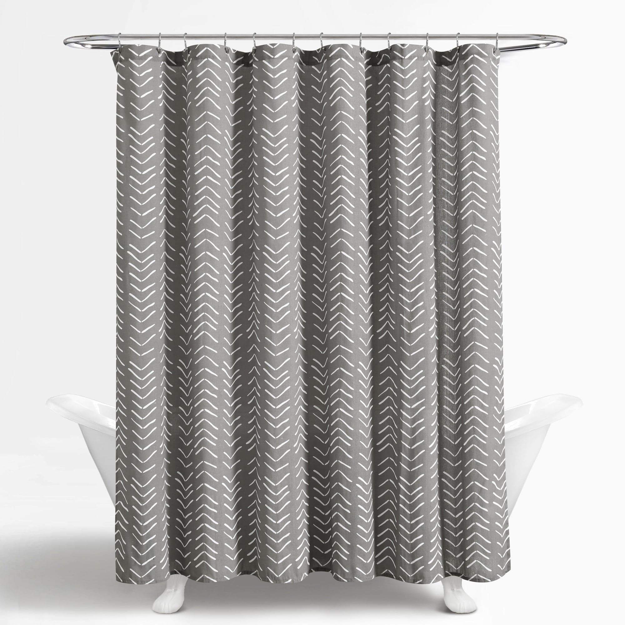 Hygge Modern Arrow Faux Linen Shower Curtain - Waterproof Bathroom Decor for Spa-Like Relaxation