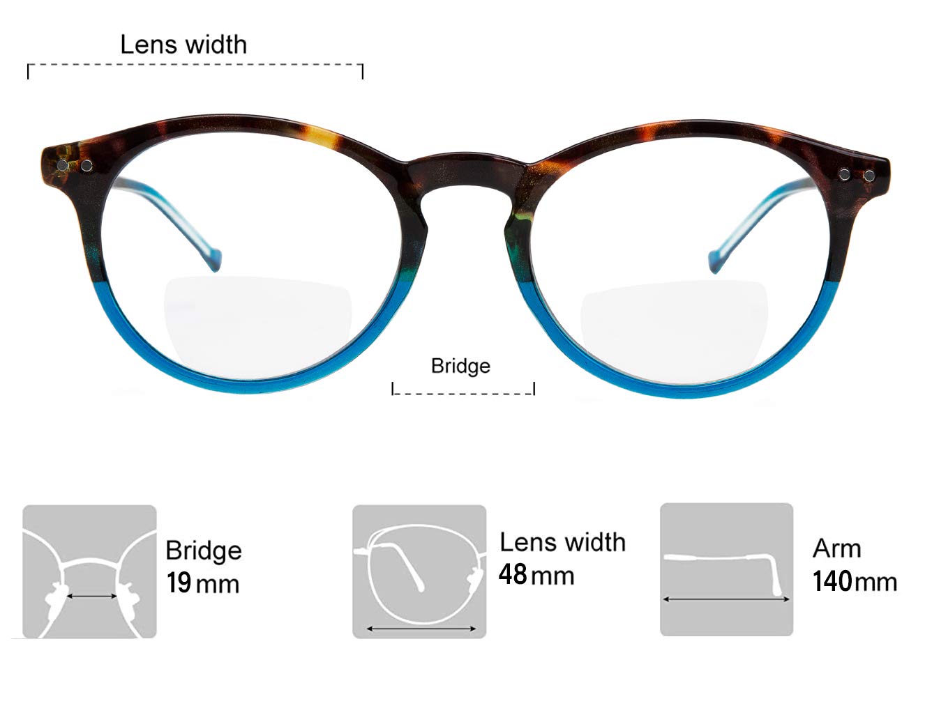 Yogo Vision Bifocal Reading Glasses 2 Pack - Lightweight Plastic Keyhole Spring Hinge Frames for Men & Women - Perfect for Reading, Crafts & Close Work