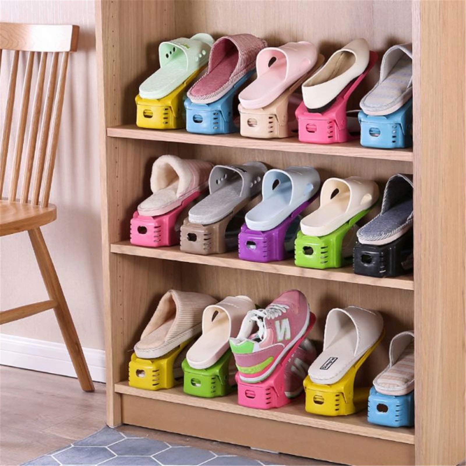ASkinds 8PCS Adjustable Shoe Stacker Organizer - Space Saving Shoe Rack for Sneakers, High Heels, Sandals & Kids Shoes | Closet, Entryway & Underbed Storage Solution