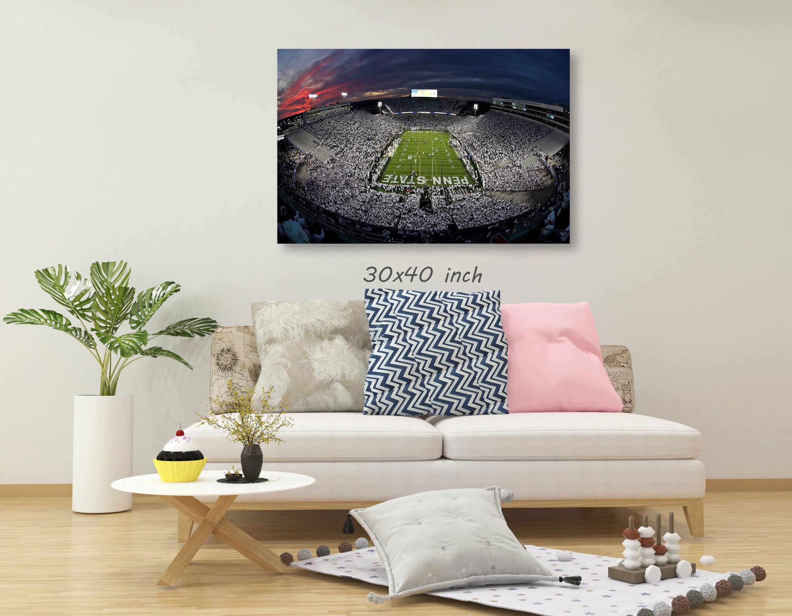 Beaver Stadium Canvas Wall Art - 11x17 Framed Ready to Hang, College Football Decor for Living Room, Kitchen, Office & Game Room - Perfect Gift for Penn State Fans