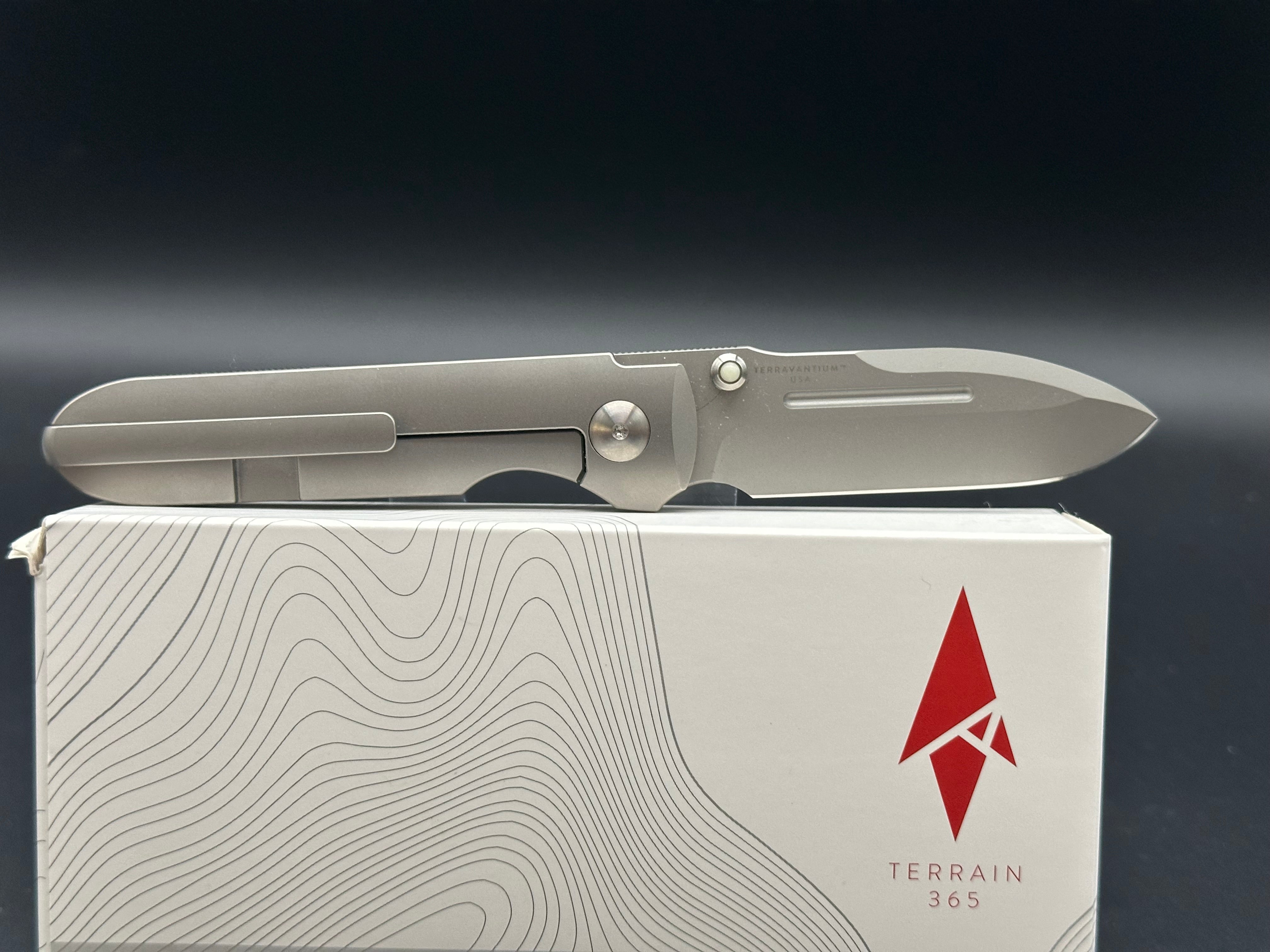 Terrain 365 PDW Invictus ATC Compact Folding Knife - OD Green G10 & Titanium Handles with Terravantium Dendritic Cobalt Blade - EDC, Outdoor Survival, Tactical Gear, Hunting, Camping