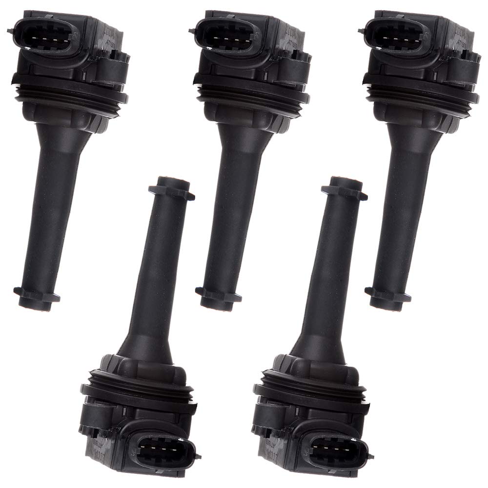 5-Pack Ignition Coil Replacement for Volvo C70/S60/S70/S80/V70/XC70/XC90 1999-2009 - Direct Fit for OE UF341 5C1320 - Improve Engine Performance & Fuel Efficiency