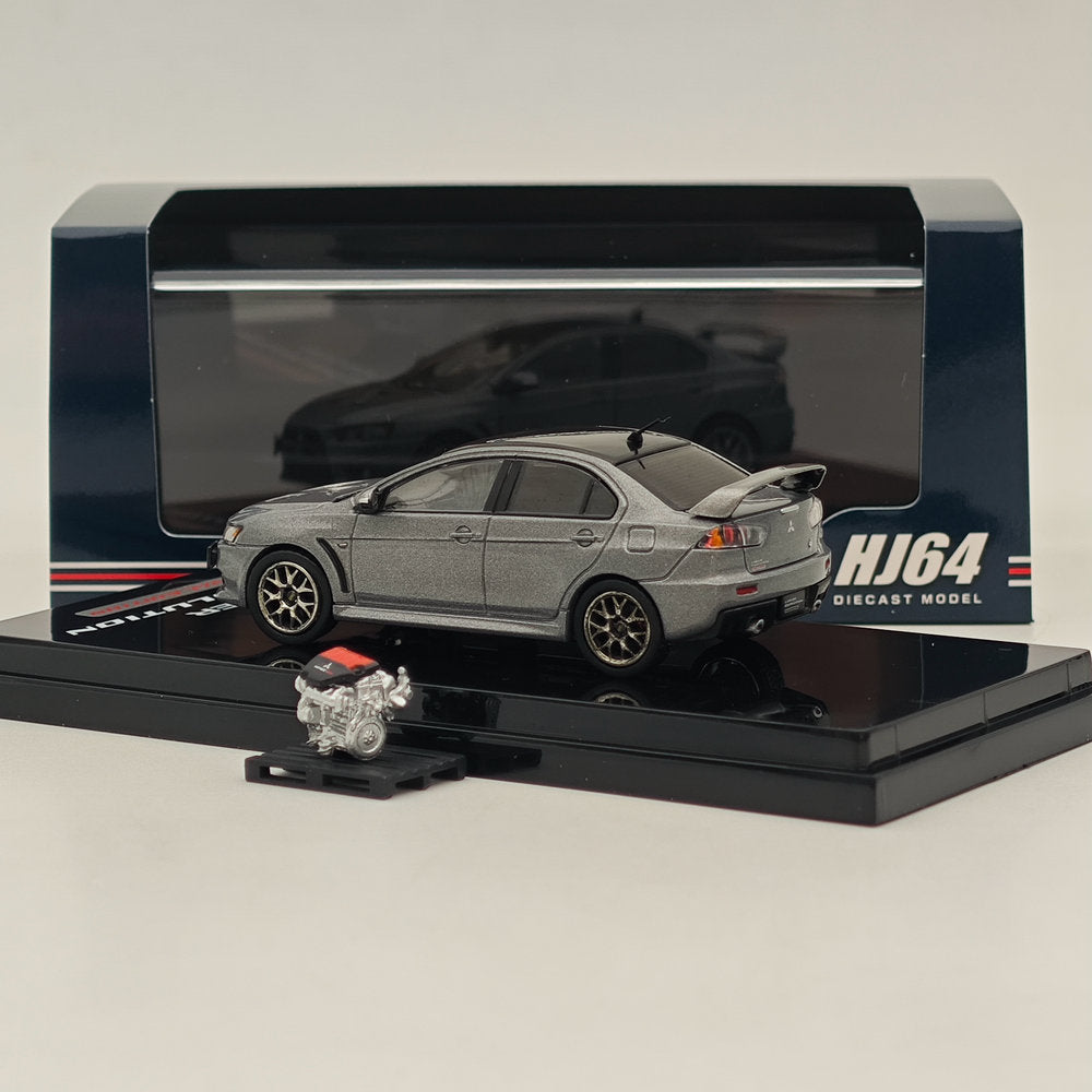 1/64 Mitsubishi Lancer Evolution X Final Edition Gray Diecast Model Car - Hobby Japan HJ642053CGM - Collectible Scale Replica for Car Enthusiasts & Display Decor