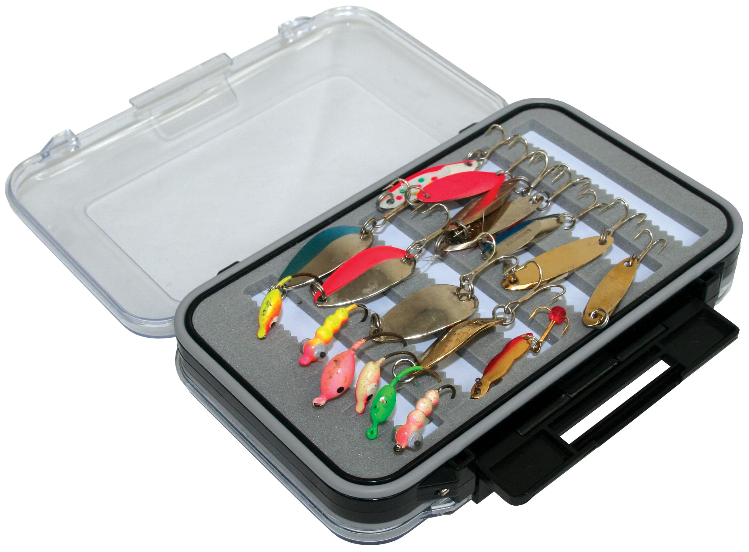 CLAM 8814 Large Jig Box for Ice Fishing - Durable Tackle Storage Organizer for Fishing Lures & Hooks - Perfect for Winter Anglers & Outdoor Enthusiasts