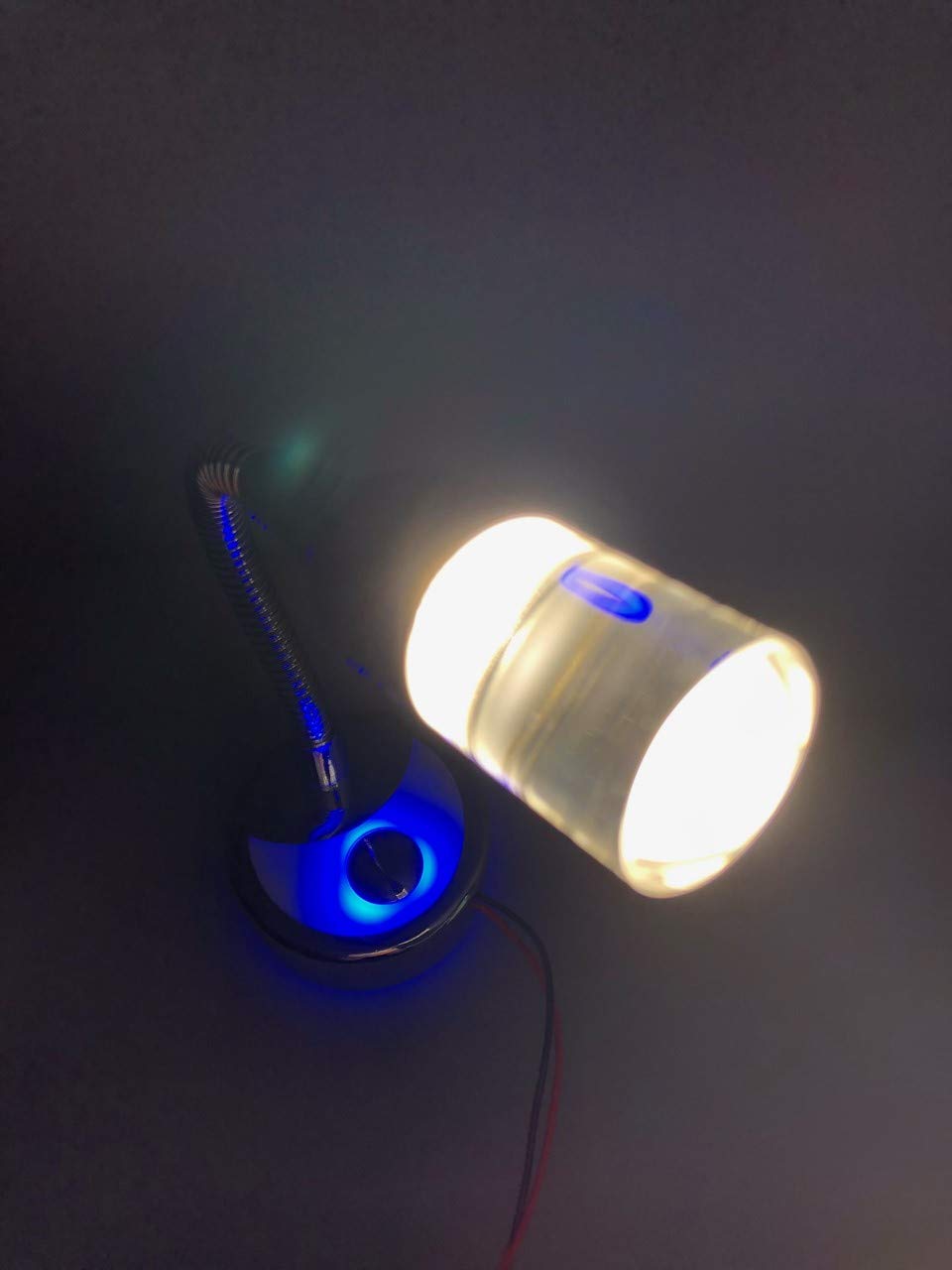 Pactrade Marine Boat RV Auto Goose Neck LED Reading Light - Adjustable Warm White Aluminum Light with Touch Switch, Non-Magnetic Night Light for Boats, Campers, Trucks (Medium Lens Size) - Perfect for Night Reading, Camping & Vehicle Interiors