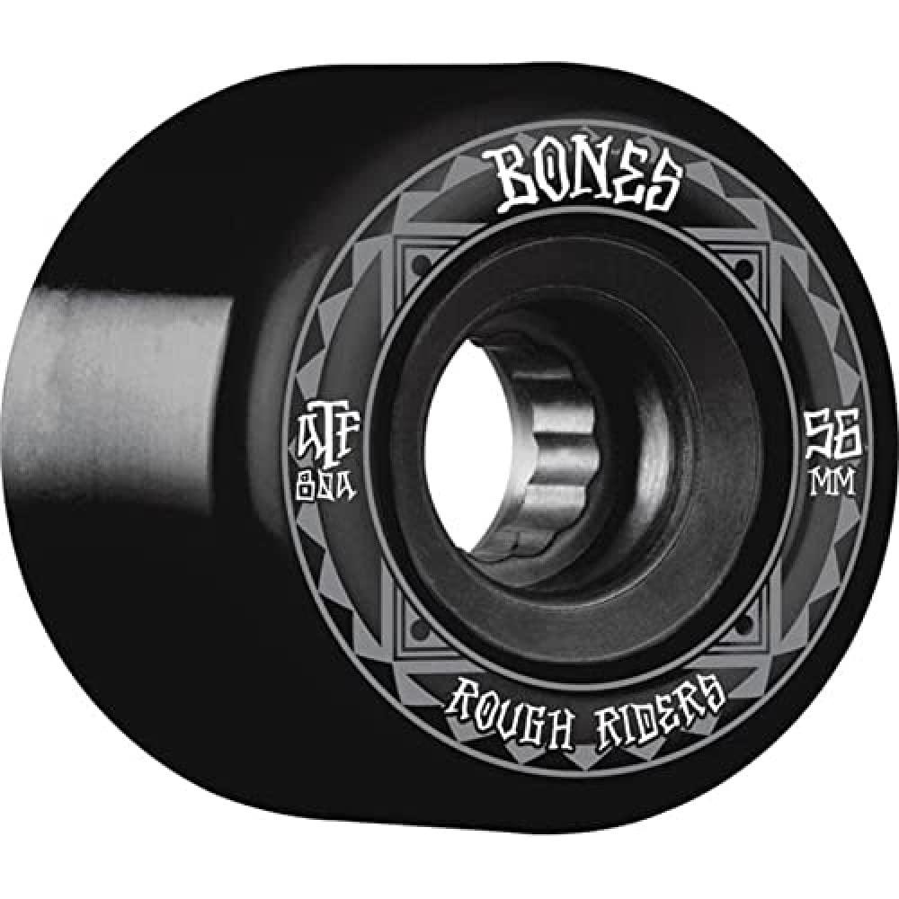 Bones Wheels ATF Rough Riders Skateboard Wheels - 99A Hardness, 56mm Size - Perfect for Street Skating, Park Riding & Smooth Cruising