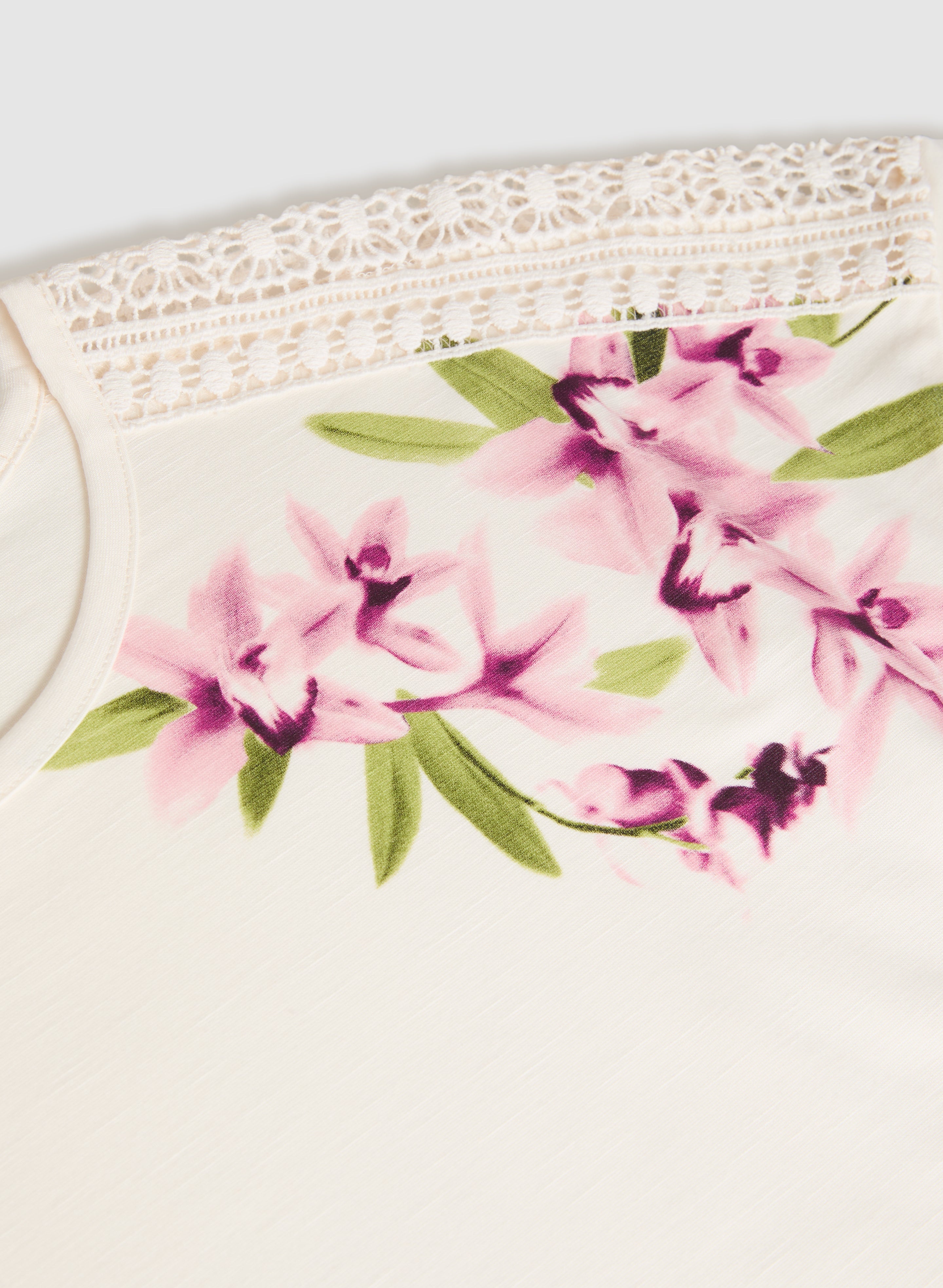 Floral Print T-Shirt for Women - Soft Cotton Short Sleeve Blouse - Perfect for Casual Wear, Summer Outfits & Vacation Style