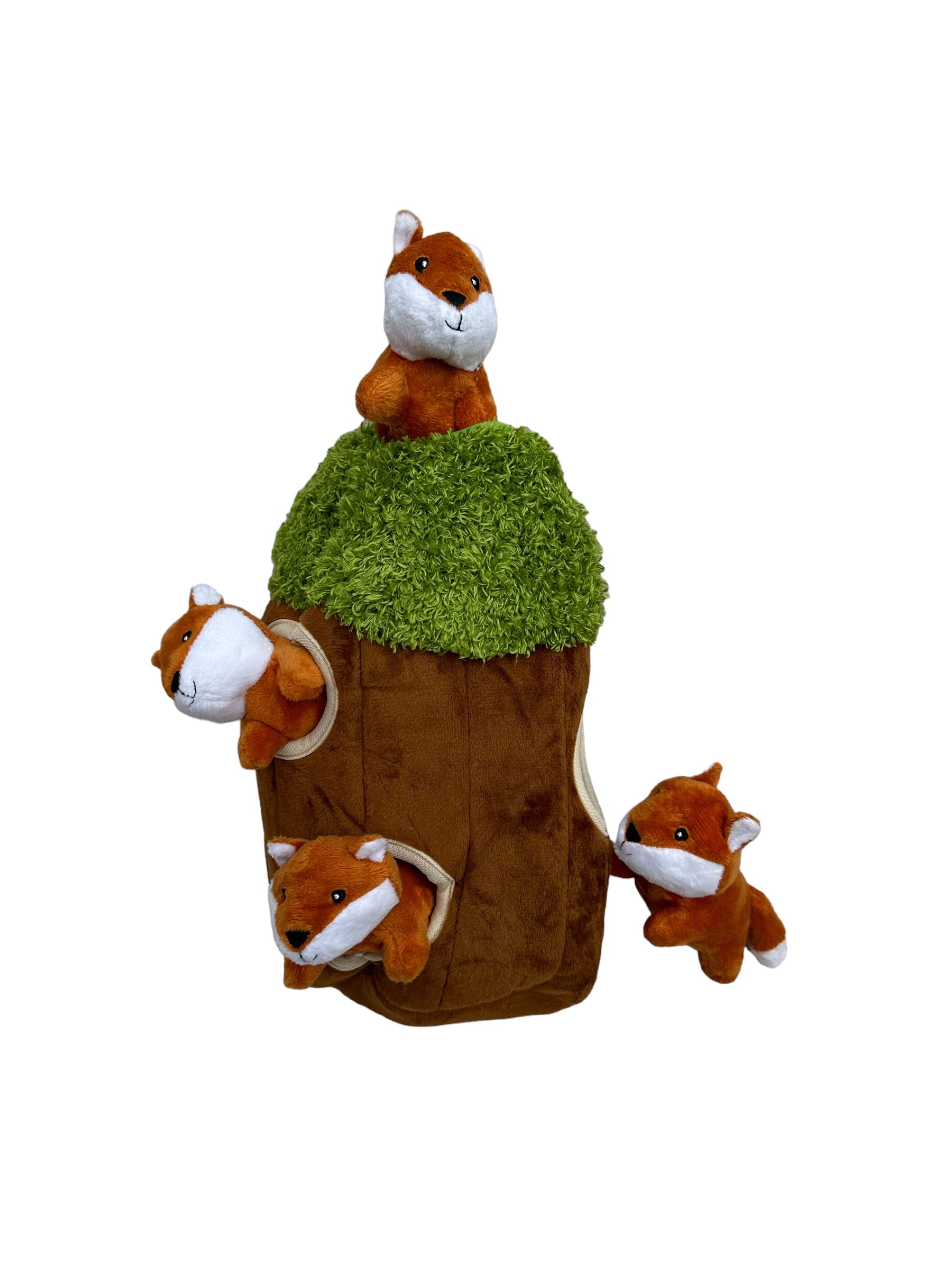 Interactive Plush Fox Hide and Seek Dog Toy with Squeaker - Fun Burrow Game for Small & Medium Dogs | Perfect for Indoor Play, Training & Stimulating Your Pet's Natural Hunting Instincts (Tree with Fox, Medium Size)