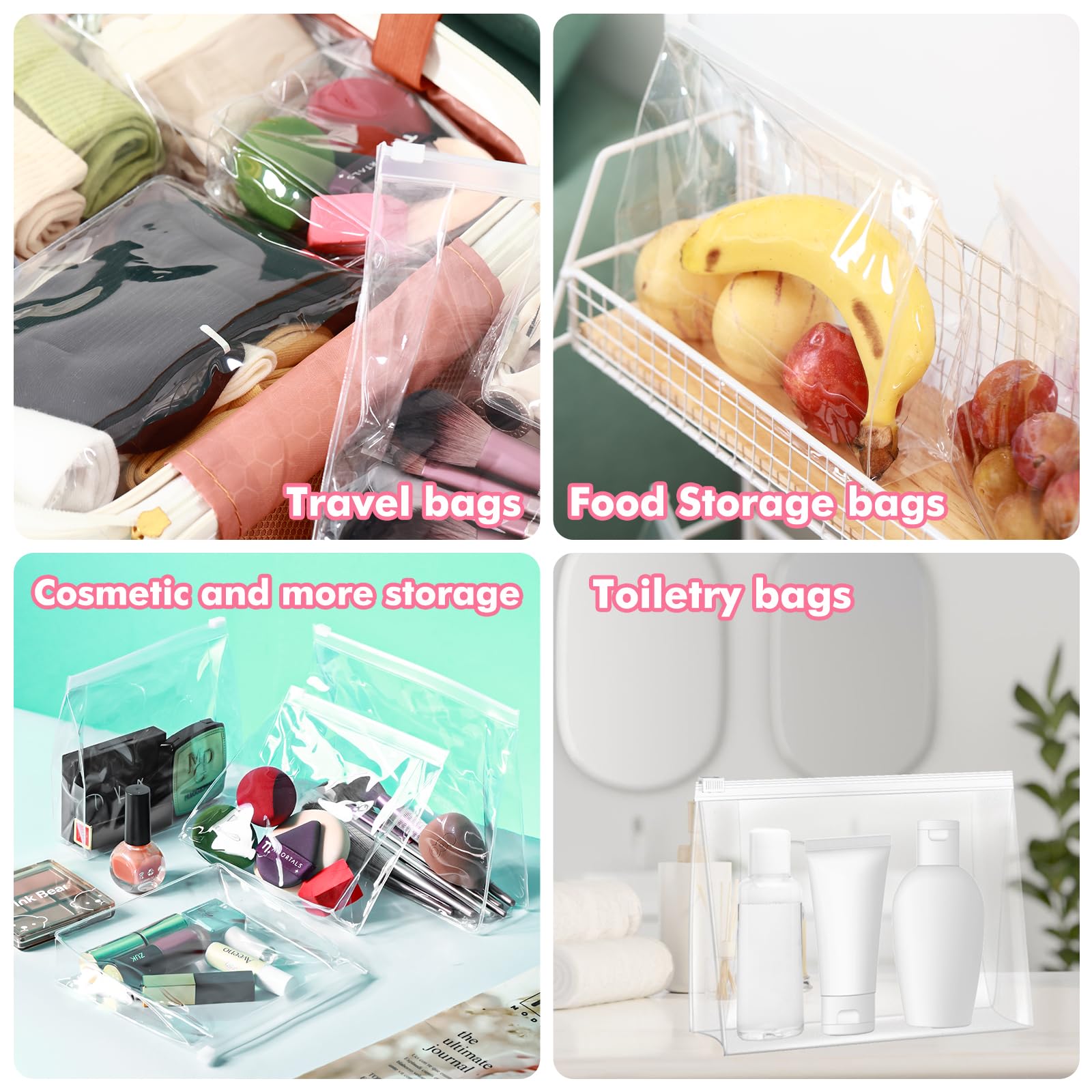 80 Pack Clear Makeup Bags - Mini Cosmetic Organizer Zipper Pouches for Travel, Toiletries & Storage | Waterproof EVA Plastic Small Travel Pouches (5.9”x5.1”x1.45”) | Perfect for Makeup Brushes, Jewelry, First Aid & Gift Packaging