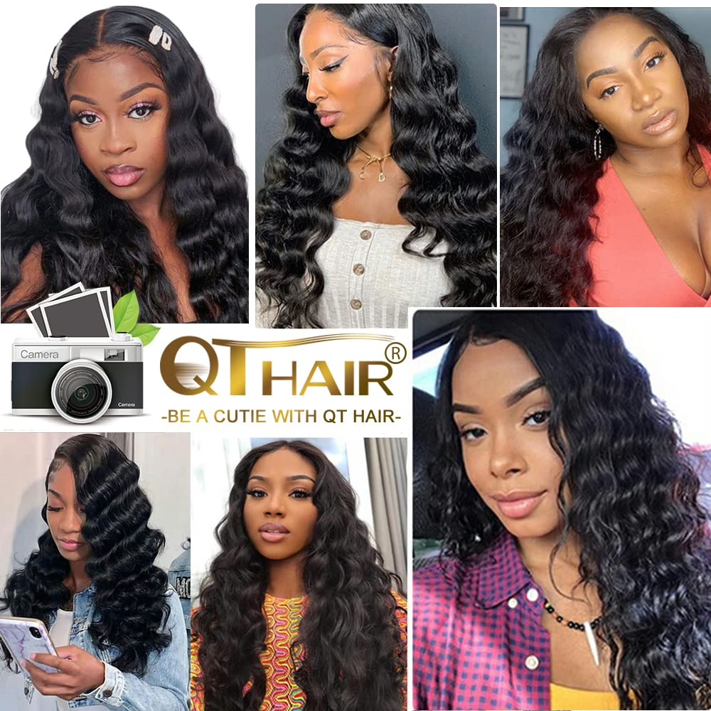 QTHAIR 14A Brazilian Loose Deep Wave Human Hair Bundles for Women - 20