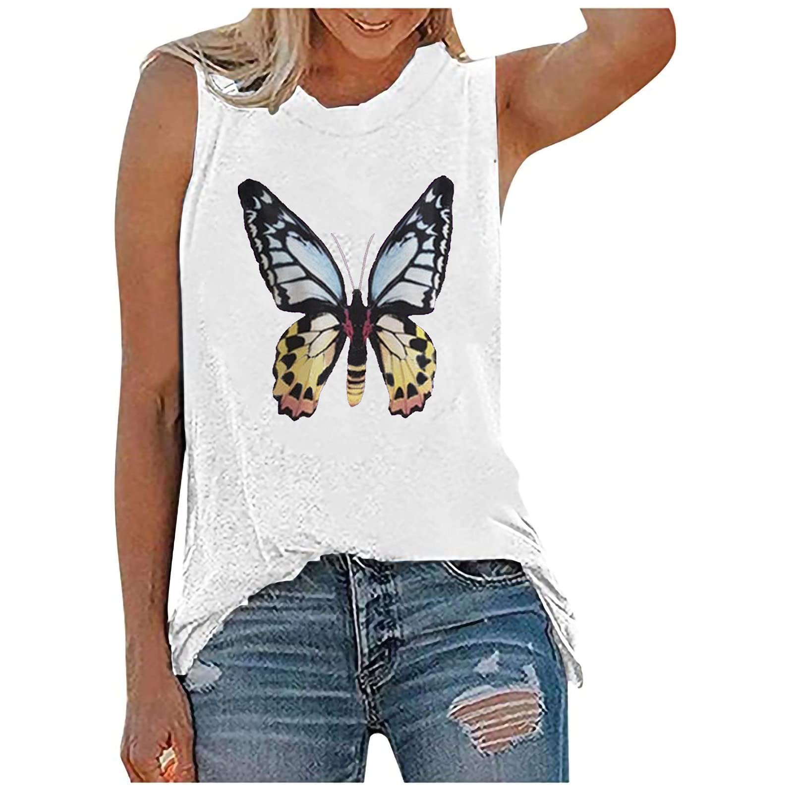 Women's Plus Size Sunflower Printed Sleeveless Tank Tops - Casual Loose Fit Basic Tee Shirts for Summer, Beach & Everyday Wear