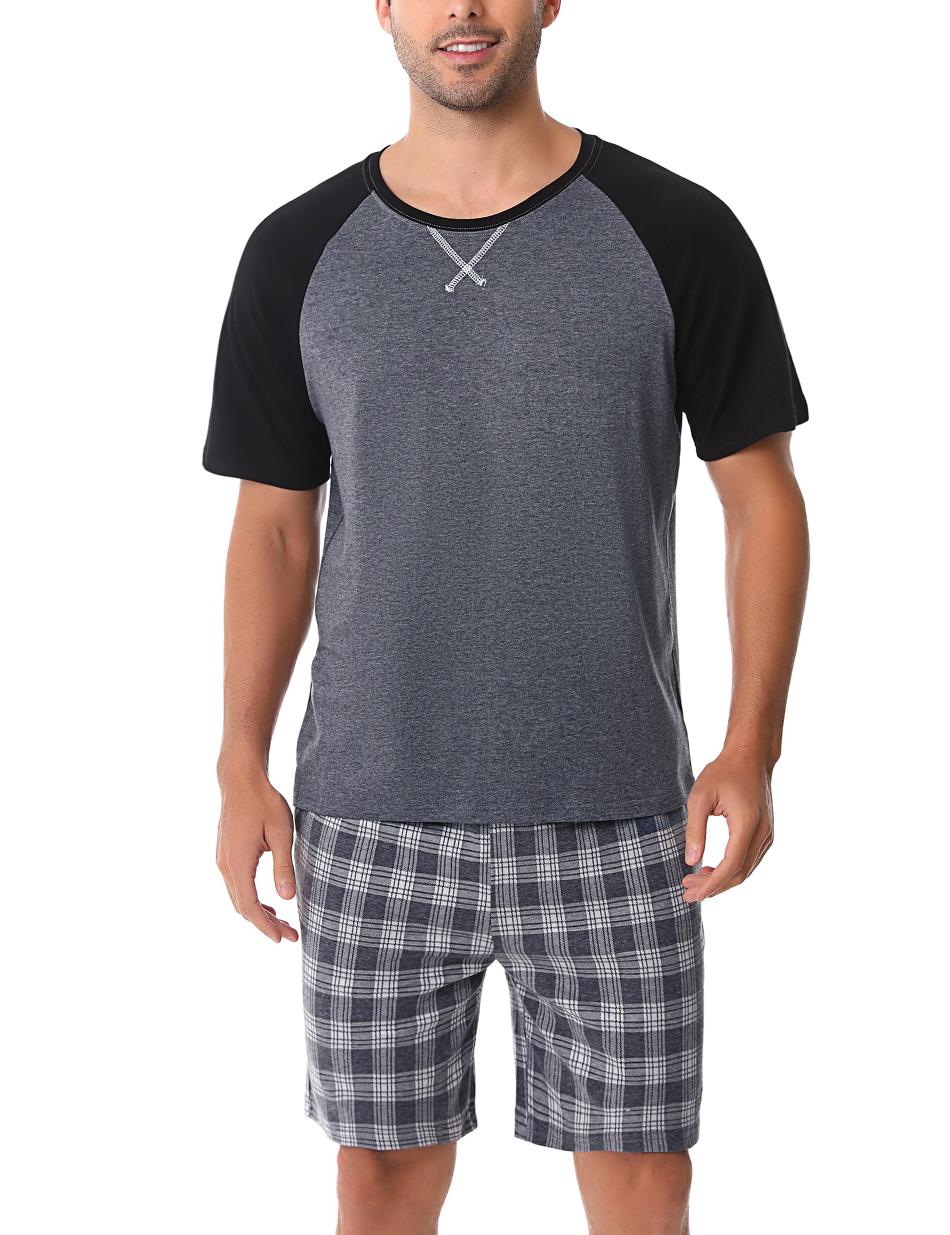 Litherday Men's Summer Pajamas Set - Breathable Short Sleeve & Shorts Two-Piece Sleepwear for Men | Comfortable & Lightweight Lounge Wear for Hot Weather | Perfect for Nighttime Sleep, Lounging at Home, or Summer Vacation
