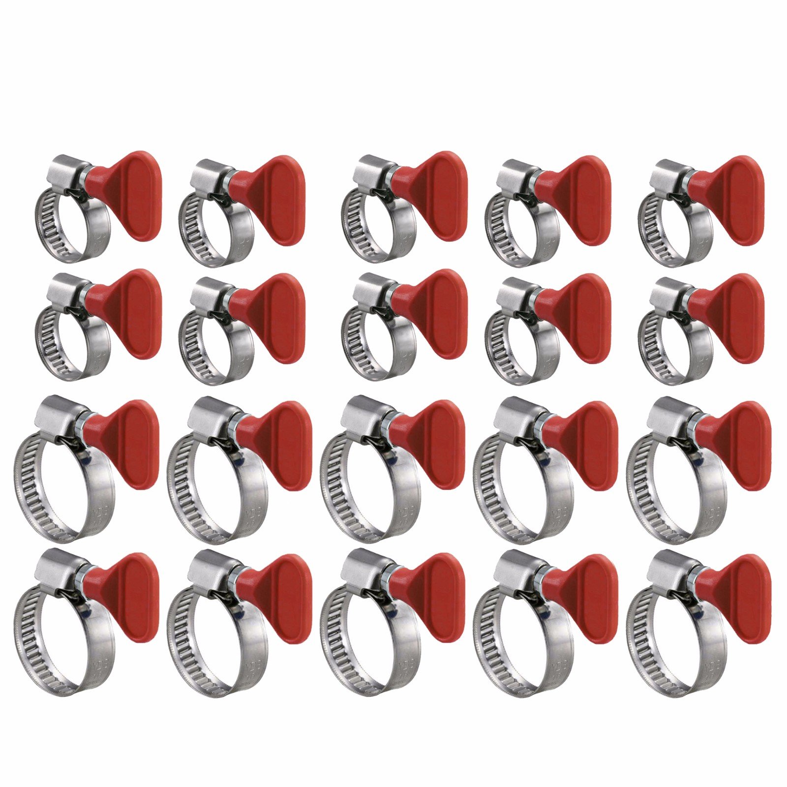 Wideskall® 20-Piece Adjustable Stainless Steel Hose Clamp Set - Key Type Twist Design (1