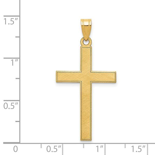 14K Solid Yellow Gold Florentine Latin Mexican Holy Cross Pendant Necklace - Religious Jesus Christ Charm Jewelry for Women - Perfect for Baptism, First Communion, Confirmation & Daily Wear