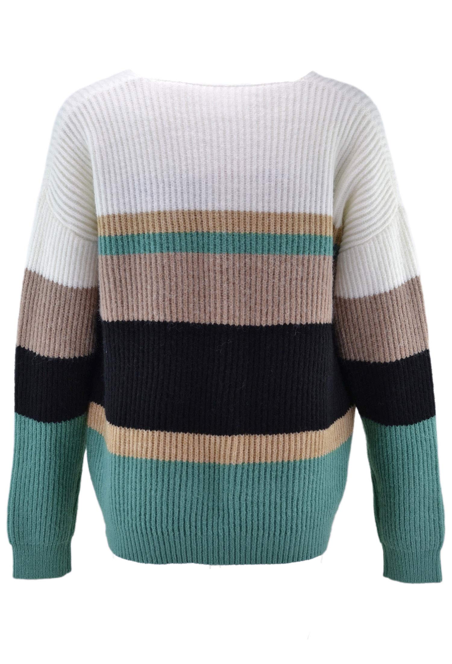 Angashion Women's Casual Long Sleeve Crewneck Color Block Patchwork Pullover Knit Sweater - Soft Warm Winter Tops for Office, Dating & Daily Wear