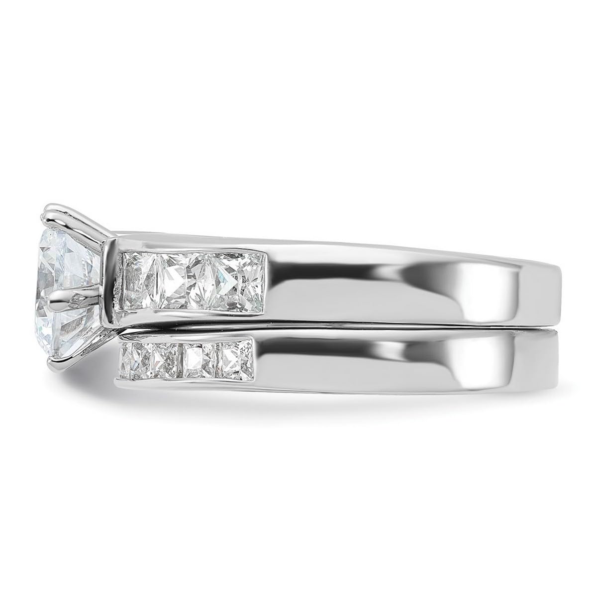 925 Sterling Silver Polished CZ Cubic Zirconia Simulated Diamond Wedding Ring Set for Women - 2 Piece Bridal Jewelry Set, Perfect for Engagement, Anniversary & Everyday Elegance