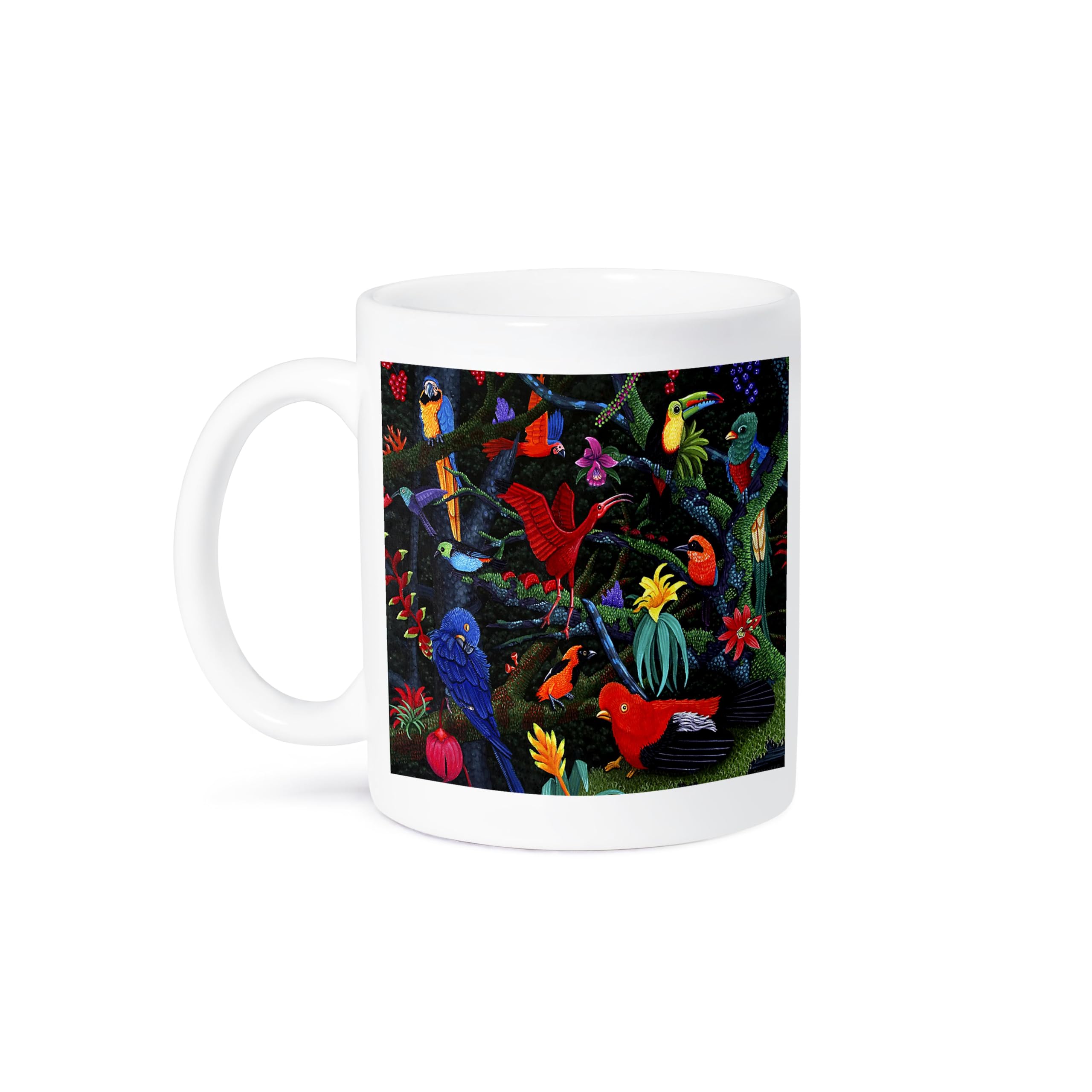 3D Rose Rainforest Birds Ceramic Coffee Mug - 11 oz Insulated Travel Cup for Hot & Cold Drinks - Perfect for Home, Office, Camping & Outdoor Use