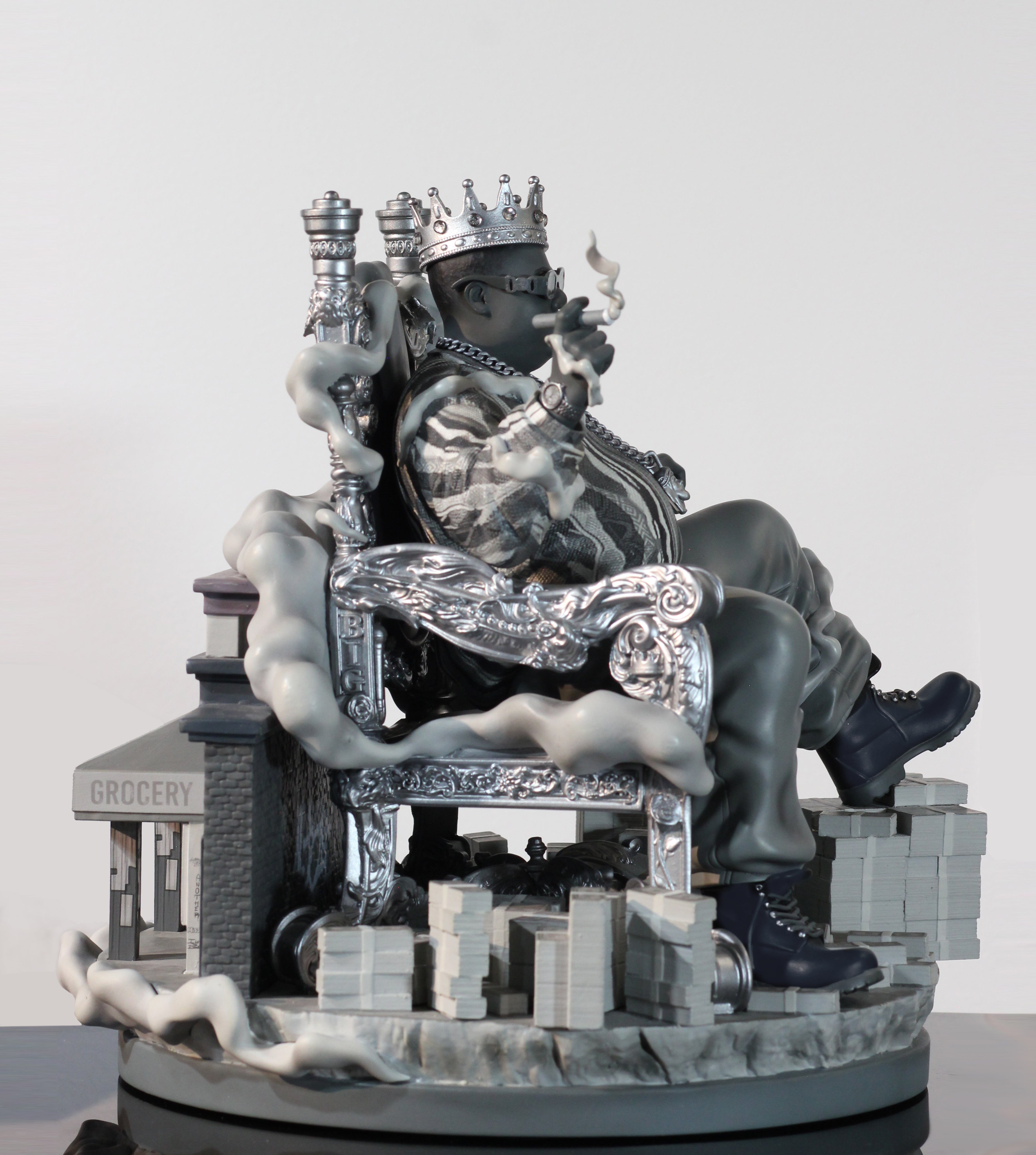 Notorious B.I.G. Cool Grey Version 11-Inch Collectible Statue - Hip Hop Decor for Music Fans & Urban Art Collectors - Perfect for Home, Office & Studio Display