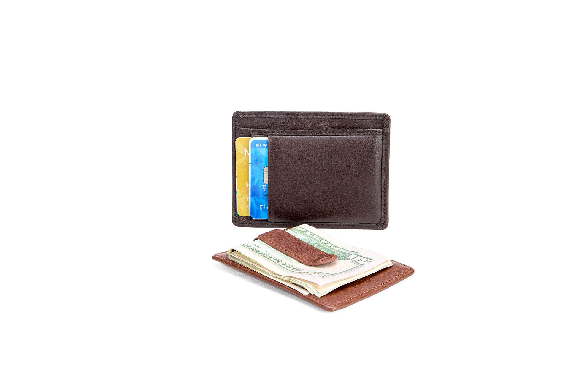 RFID Blocking Money Clip Wallet for Men - Slim Leather Credit Card Holder with Cash Clip - Perfect for Travel, Business & Everyday Use (Espresso)