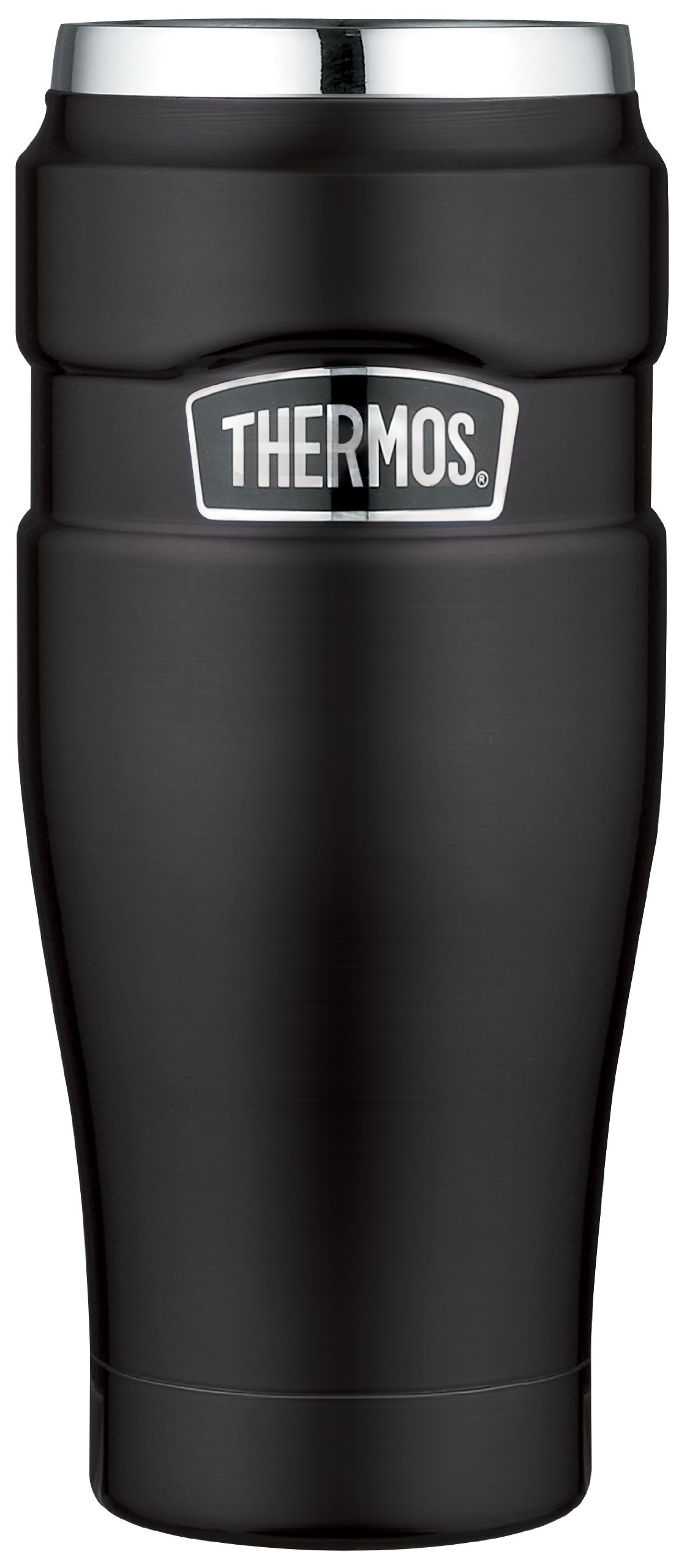 THERMOS Stainless King Vacuum-Insulated Travel Tumbler - 16oz Leak-Proof Coffee Mug with Handle, Matte Black - Keeps Drinks Hot/Cold for Hours, Perfect for Commuting, Camping & Office Use