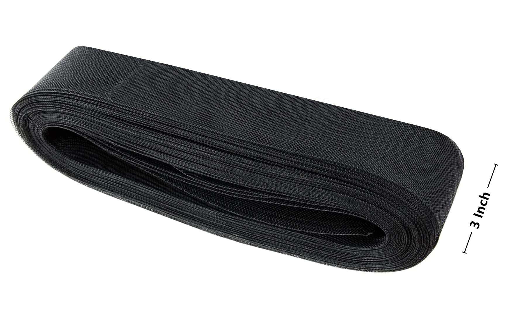 50 Yards Soft Horsehair Braid 3 Inch - Black Polyester Boning for Sewing Wedding Dresses, Dance Gowns & Formal Attire - Perfect for Hemming, Ruffles & Dress Structure Support