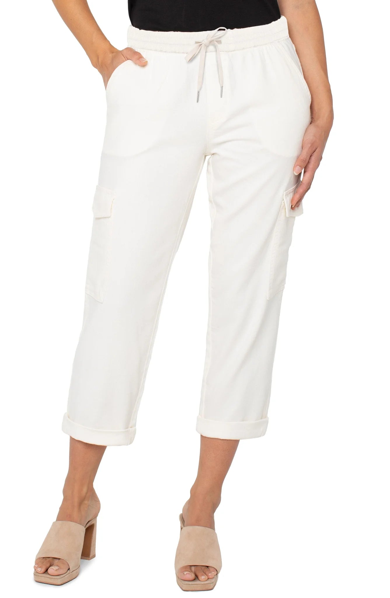 Whipped Cream Drawstring Rascal Cargo Pocket Pants - Comfortable Casual Wear for Men, Perfect for Outdoor Activities, Travel & Everyday Use