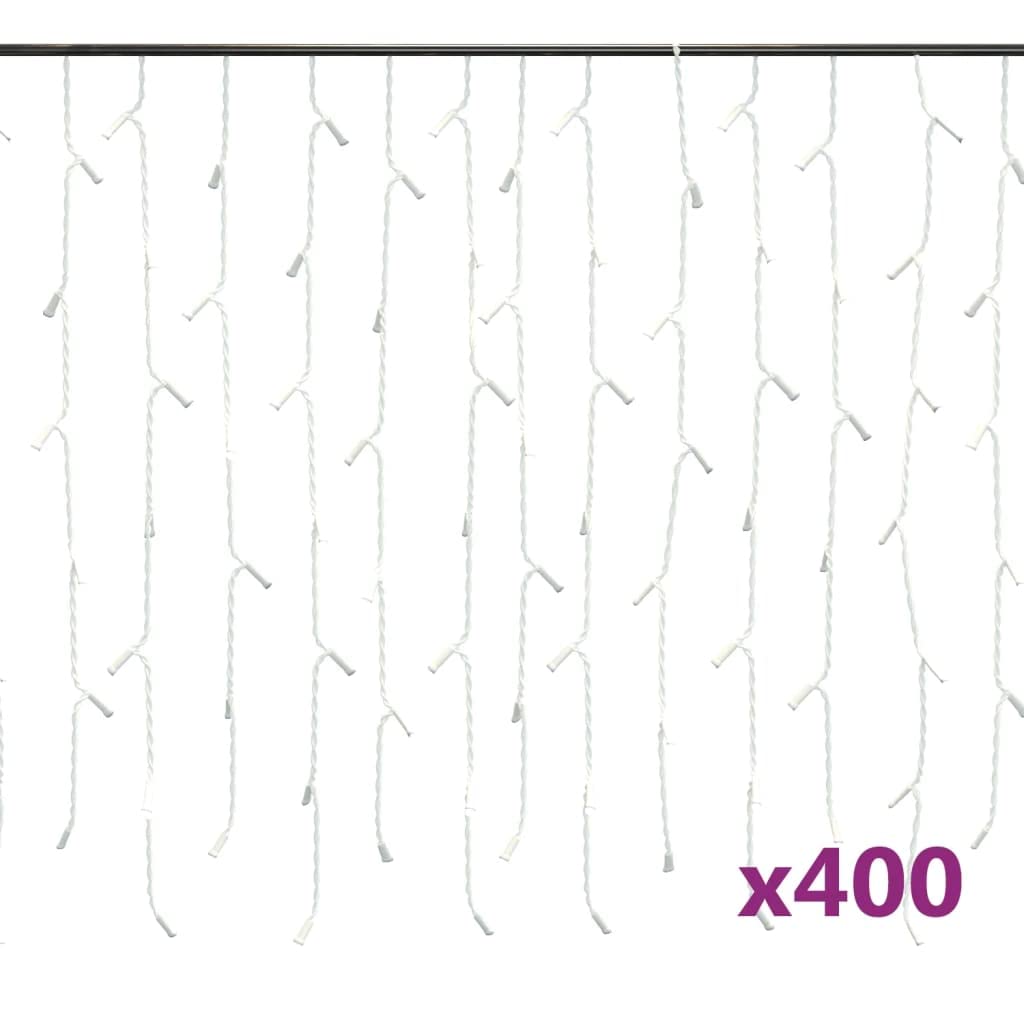400 LED Icicle Lights 33 ft Warm White - 8 Modes Fairy String Lights for Christmas Wedding Party Decor - Indoor Outdoor Waterproof Holiday Lighting for Home Garden Patio Tree Decoration