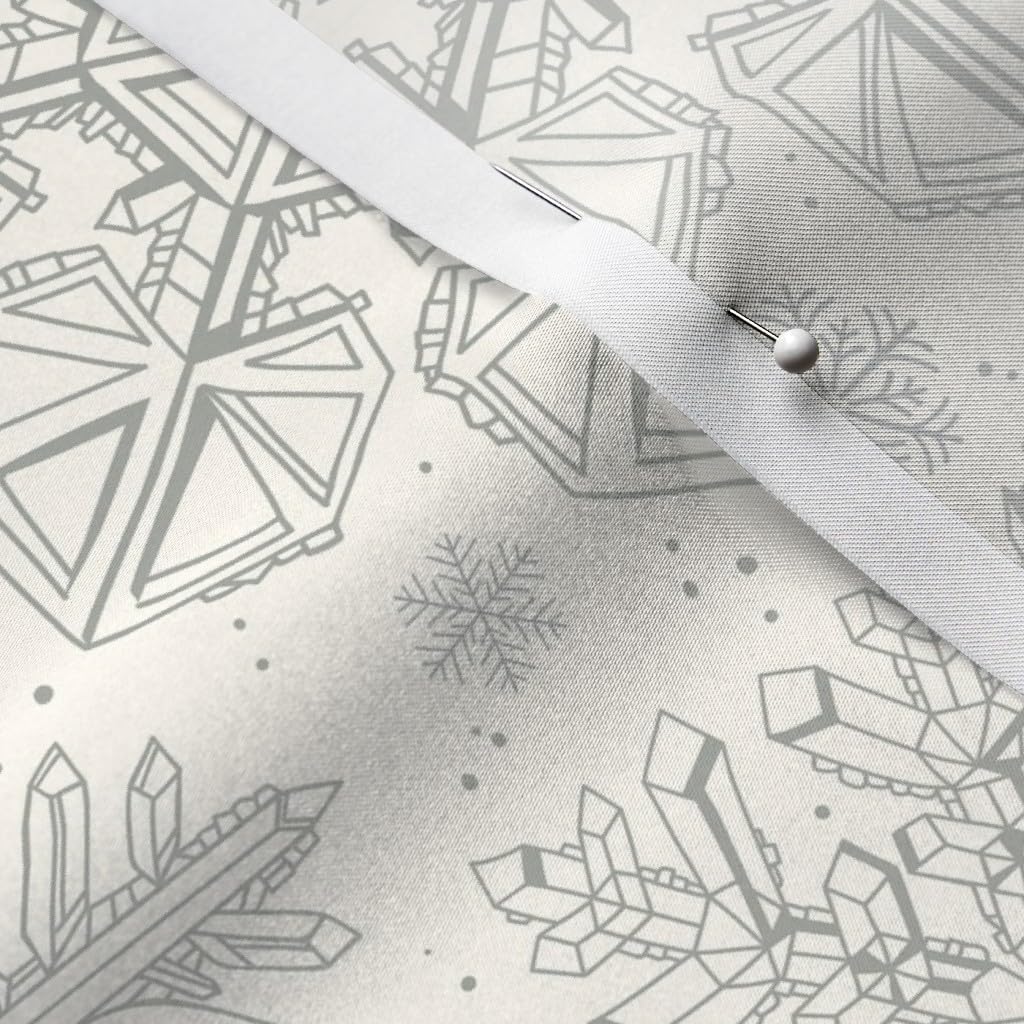 Gray Snowflakes on Beige Satin Fabric by The Yard - Premium Printed Fabric for Sewing, Apparel, Lining, Fashion, Blankets & Home Decor | Perfect for DIY Projects, Quilting, and Holiday Crafts