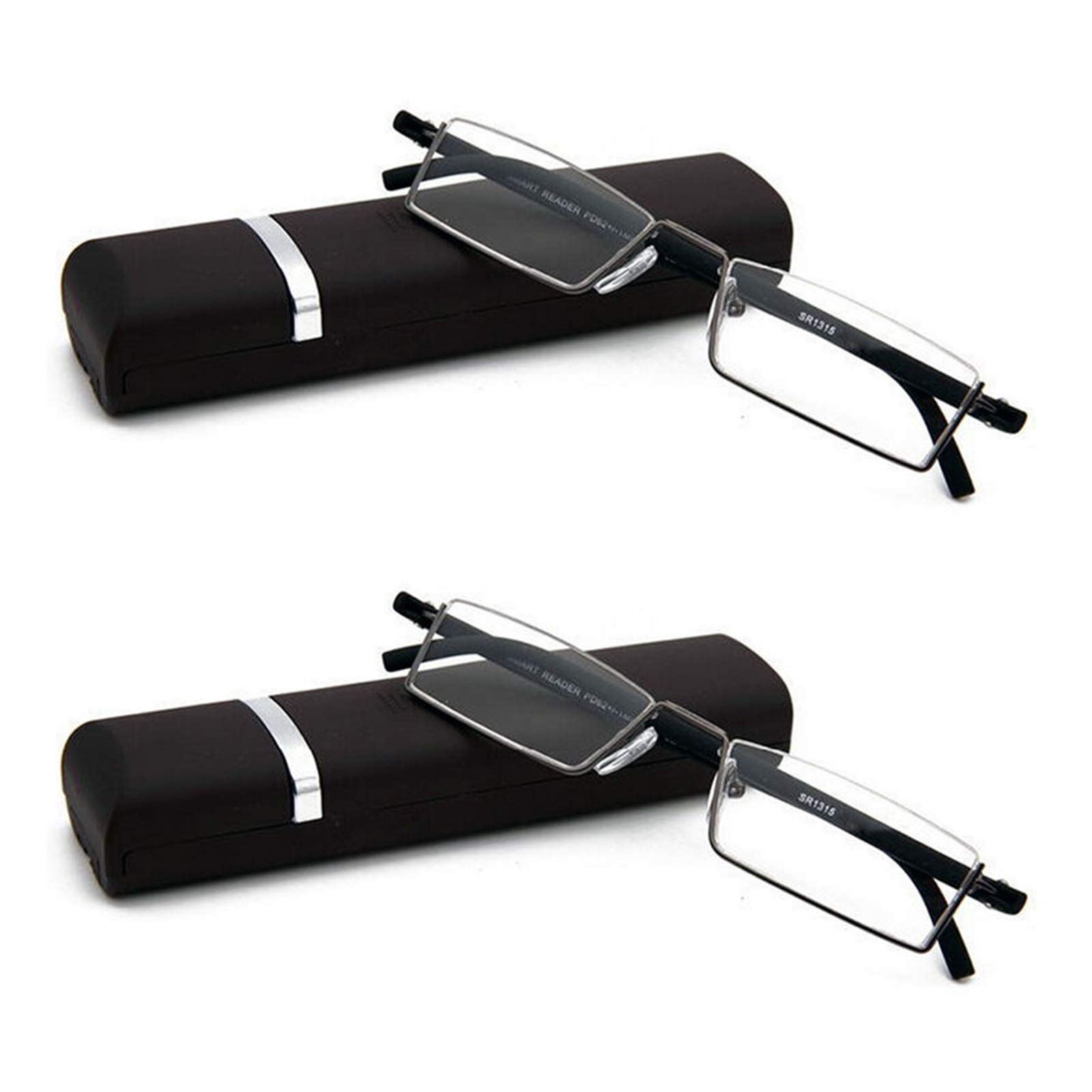 COVESATO 2 Pack Half Frame Reading Glasses for Men & Women - Lightweight Computer Glasses with Portable Case (+1.00 Magnification) - Perfect for Reading, Office Work & Digital Screen Use