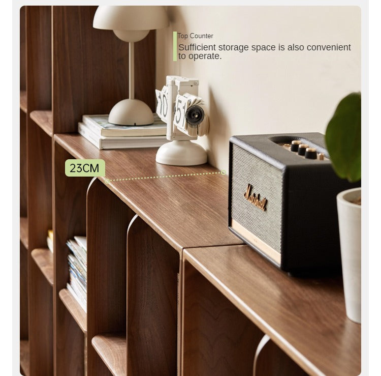 Solid Black Walnut Wood Bookshelf with Free Lattice Combination - Stylish Storage for Home Office, Living Room & Library