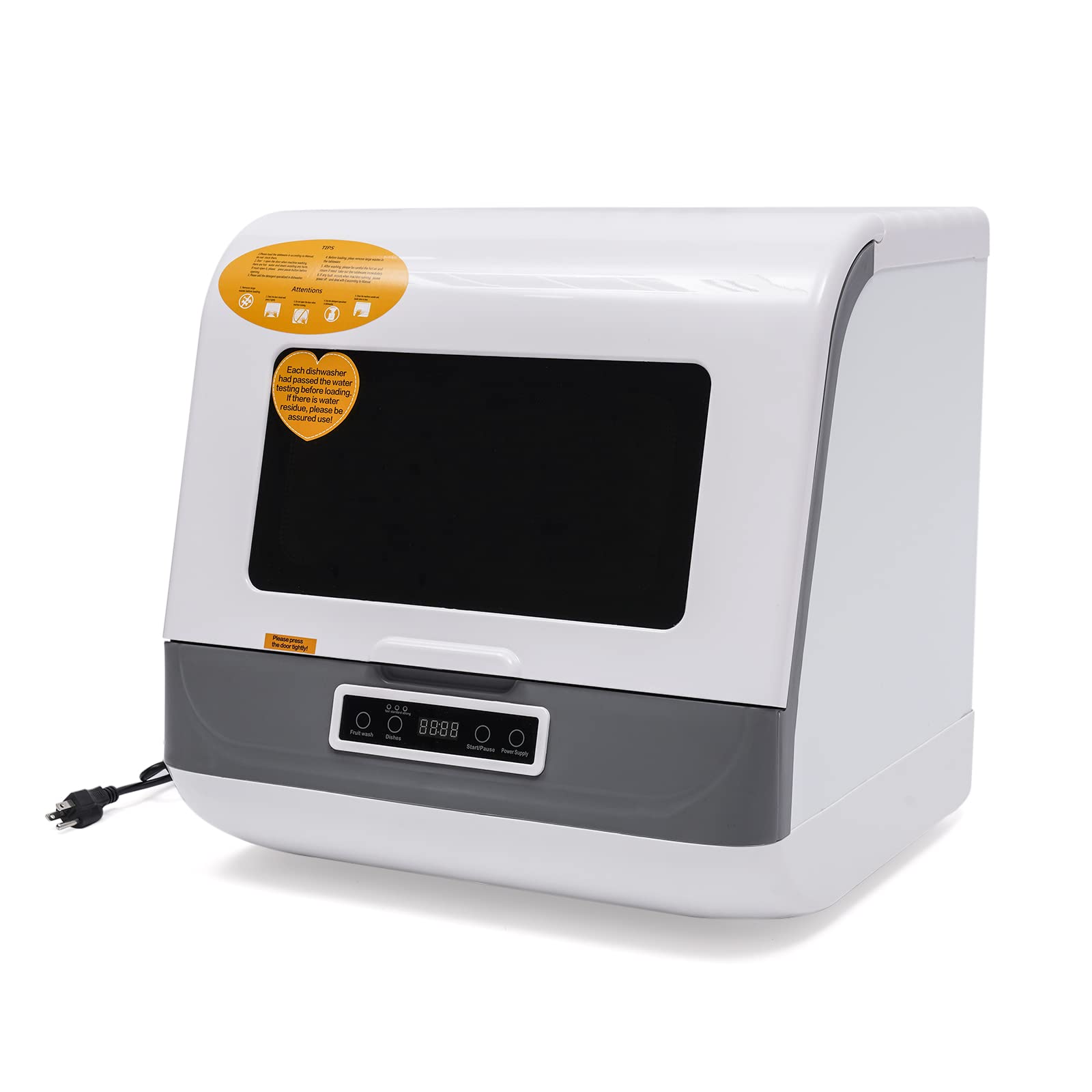 Portable Countertop Dishwasher 1200W 110V - Compact Mini Dishwasher with 3 Wash Programs, 360° Dual Spray & Leak-Proof Drying - Perfect for Small Kitchens, Apartments, Dorms, RVs & Camping