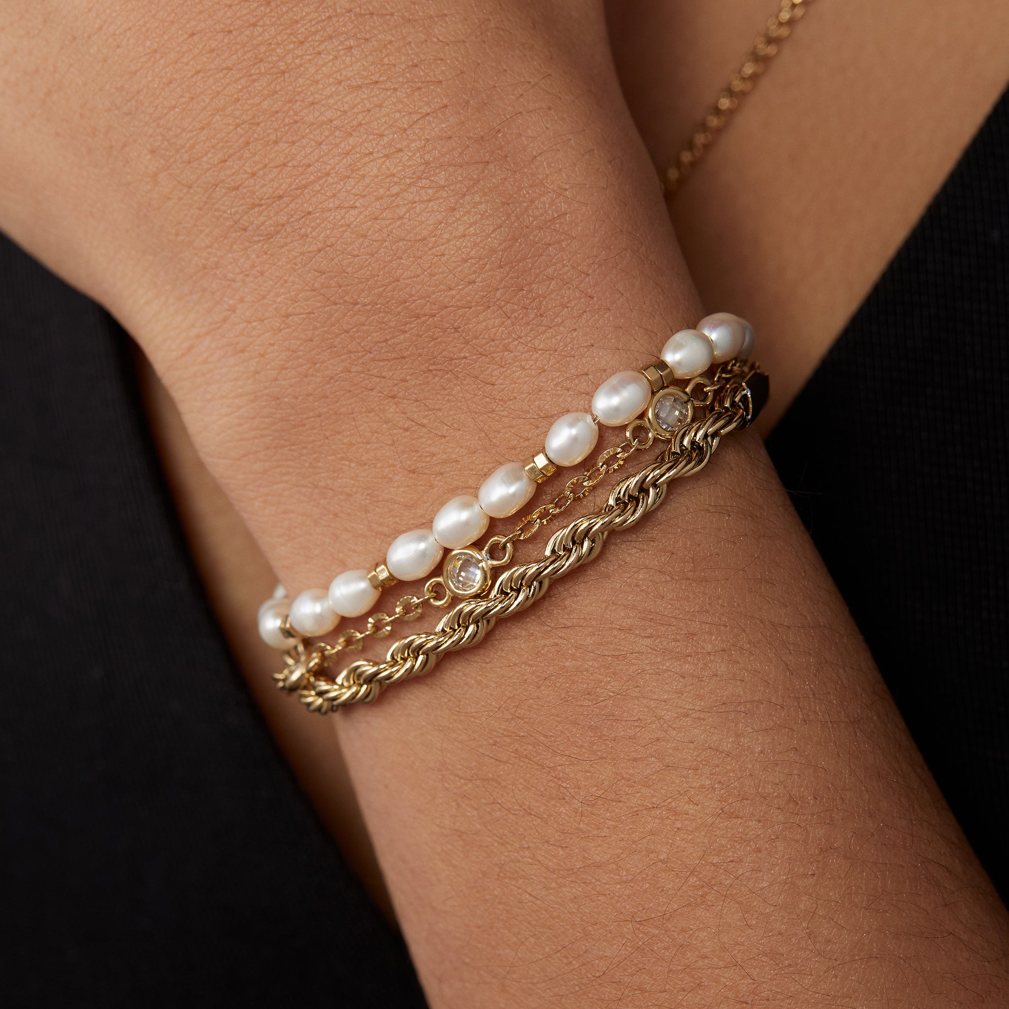 Elegant Crystal and Pearl Stranded Bracelet Set for Women - Perfect for Weddings, Parties & Everyday Wear