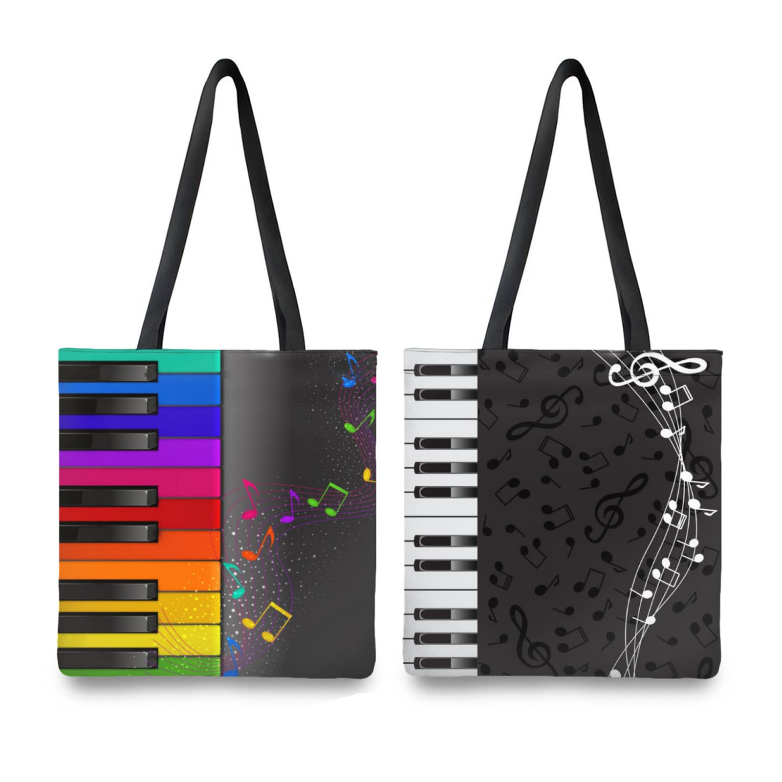 Dylaca 2-Pack Musical Note Tote Bags - Stylish Canvas Music Gift for Women & Men - Perfect for Grocery Shopping, Beach Trips & Music Lovers Accessories