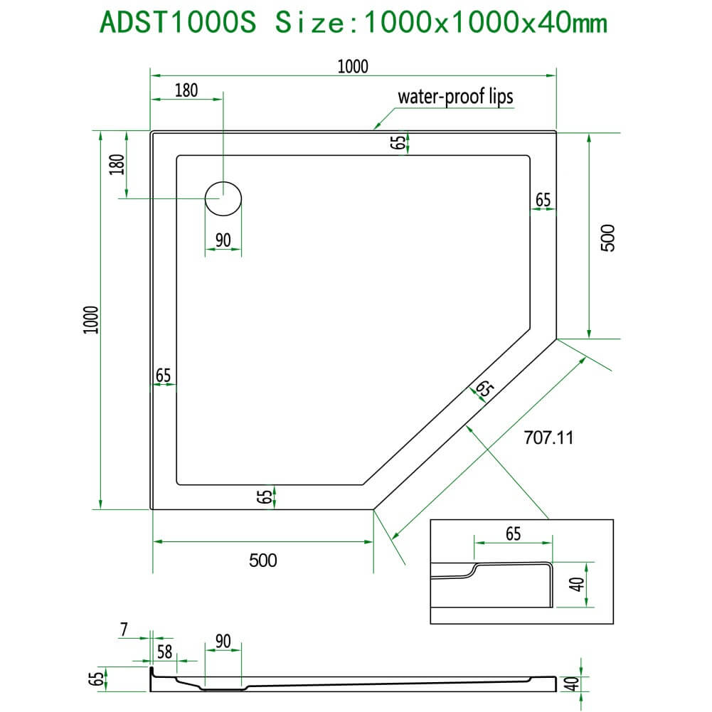 Premium Diamond Solid Shower Base Tray - Non-Slip Bathroom Floor Pan for Walk-In Showers | Perfect for Modern Home & Spa Renovations