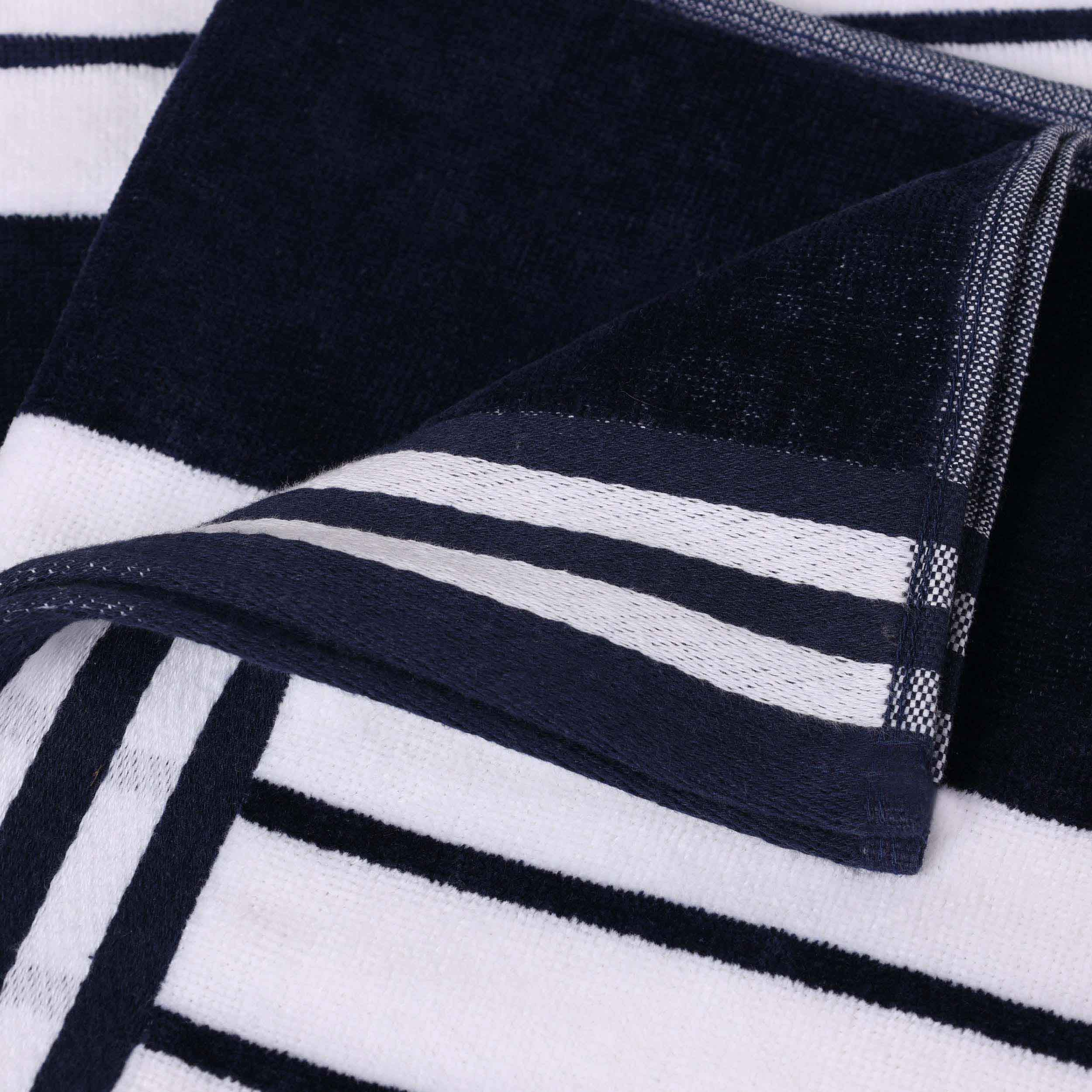 Premium Cabana Stripe Oversized Cotton Beach Towel Set (2/4/6 Pack) - Soft Quick-Dry Bath Towels for Pool, Beach, Yoga & Travel
