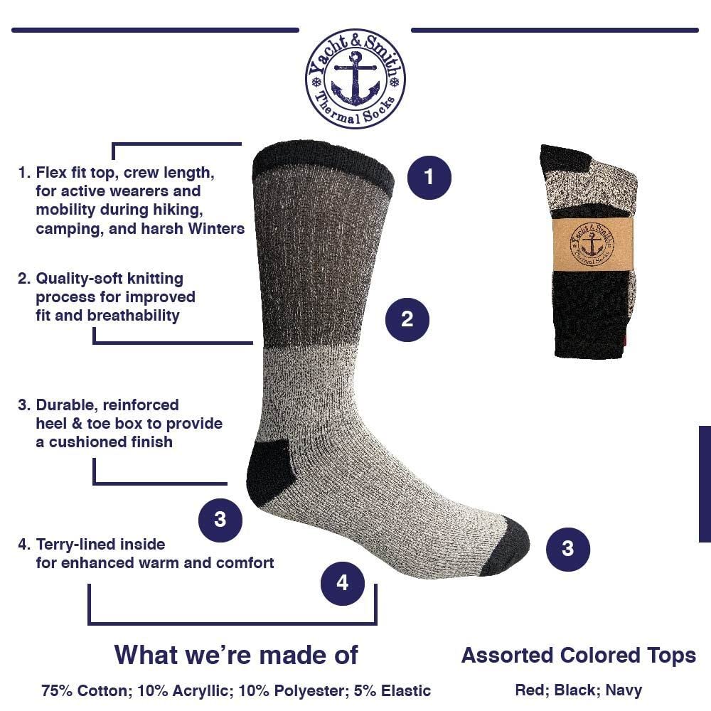 Thermal Boot Socks for Men, Women & Kids - Thick Warm Winter Socks Bulk Pack for Extreme Weather - Perfect for Snow Boots, Hiking & Cold Outdoor Activities