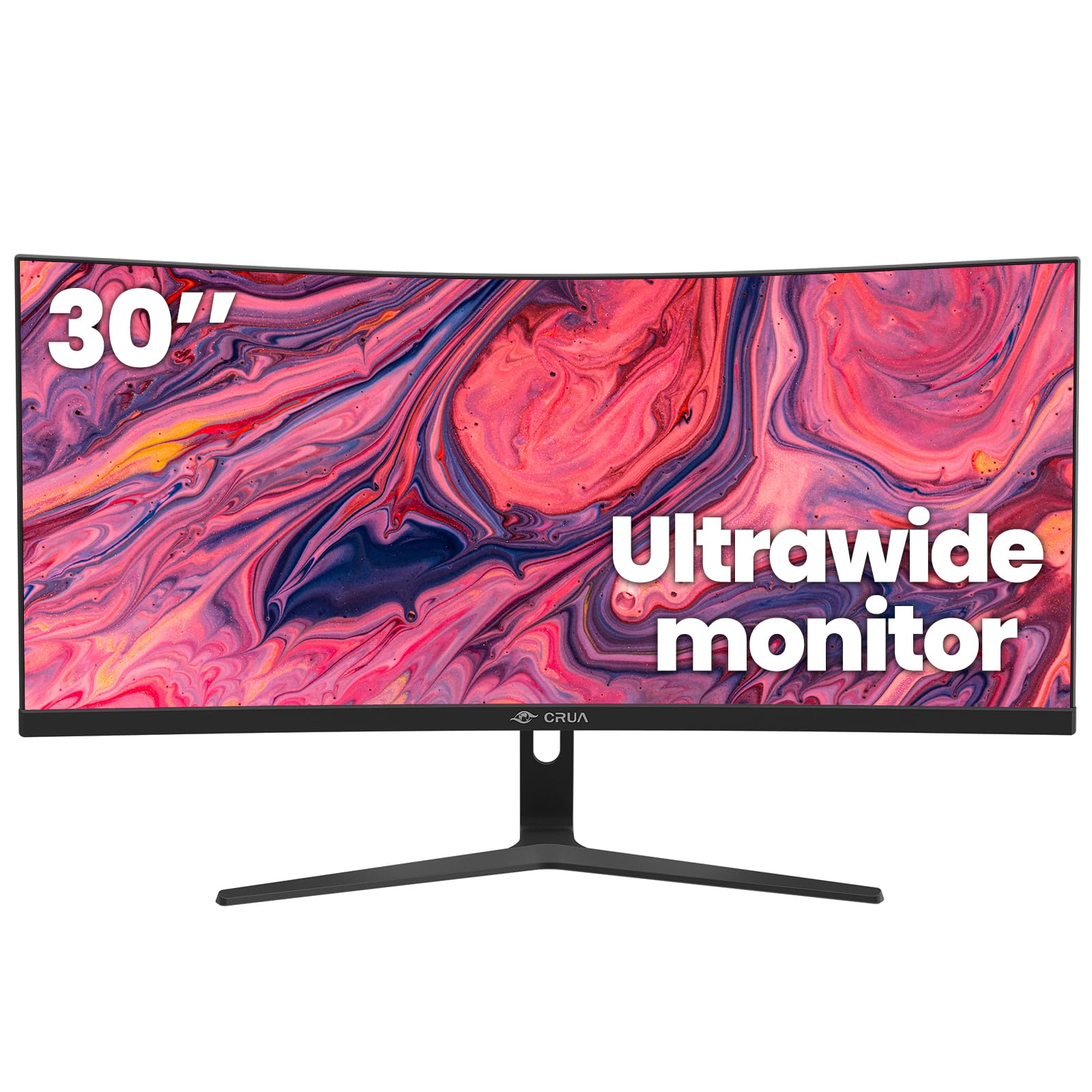 CRUA 30Inch Ultrawide Curved Monitor - 21:9 WFHD 2560x1080P VA Panel, 99% sRGB, 100Hz Refresh Rate, 1500R Curvature, AMD FreeSync, VESA Mount, HDMI/DP Ports - Black | Perfect for Gaming, Office Work & Home Entertainment