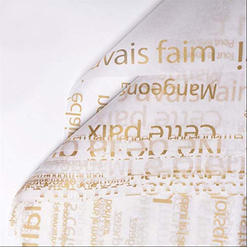 DUOER Floral Gift Wrapping Paper - 75x50cm Golden English Block Design for Flower Bouquets, Wedding Favors, Birthday Presents & Party Decorations