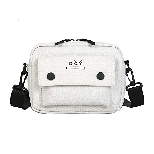Cute Small Canvas Crossbody Bag & Purse Set for Women, Teen Girls & Boys - Kawaii Fashion Accessory (White) | Perfect for School, Travel & Everyday Use