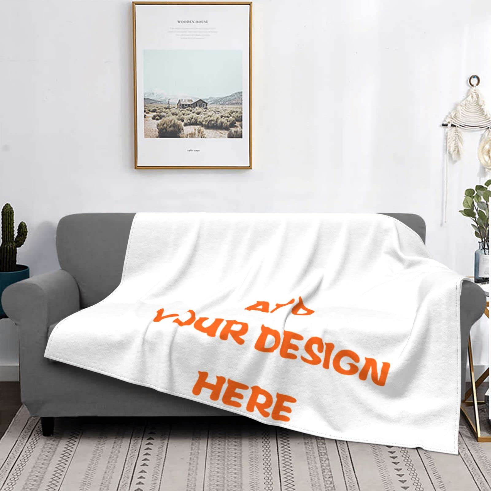Custom Personalized Flannel Throw Blanket - Soft Cozy Blanket with Photo/Text/Logo - Perfect for Couch, Bed, Sofa - Great Gift for Holidays & All Seasons - Home Decor, Wedding Present, Anniversary Gift