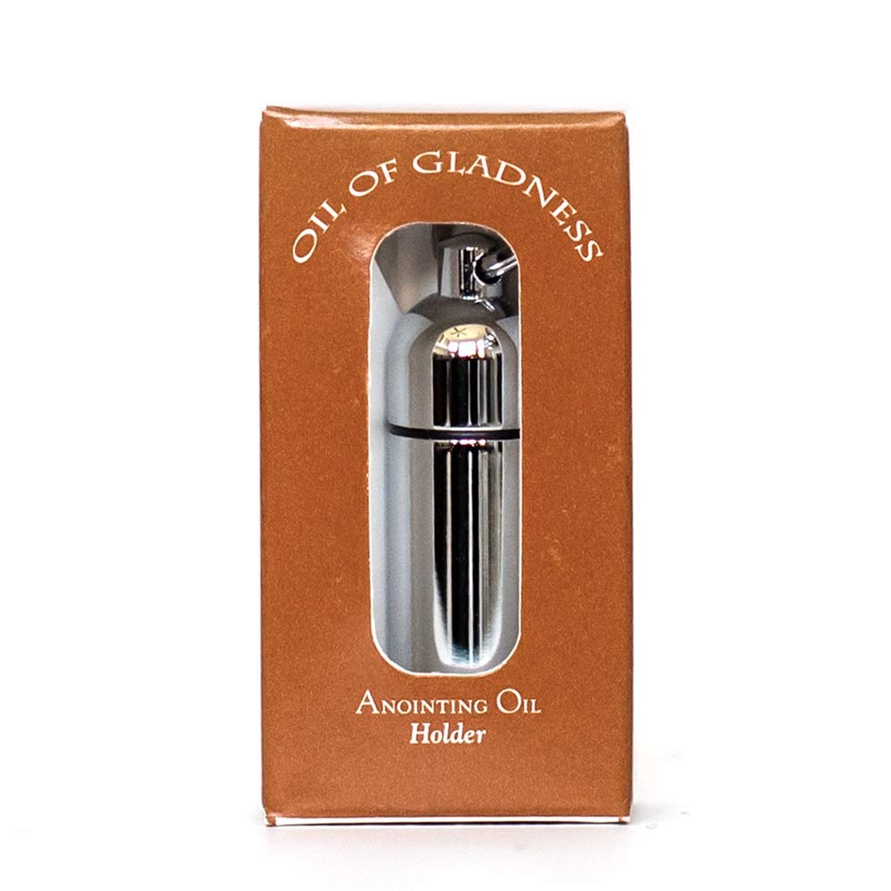 Oil of Gladness Anointing Oil Gift Set with Silvertone Holder - Perfect for Prayer, Worship & Spiritual Blessings