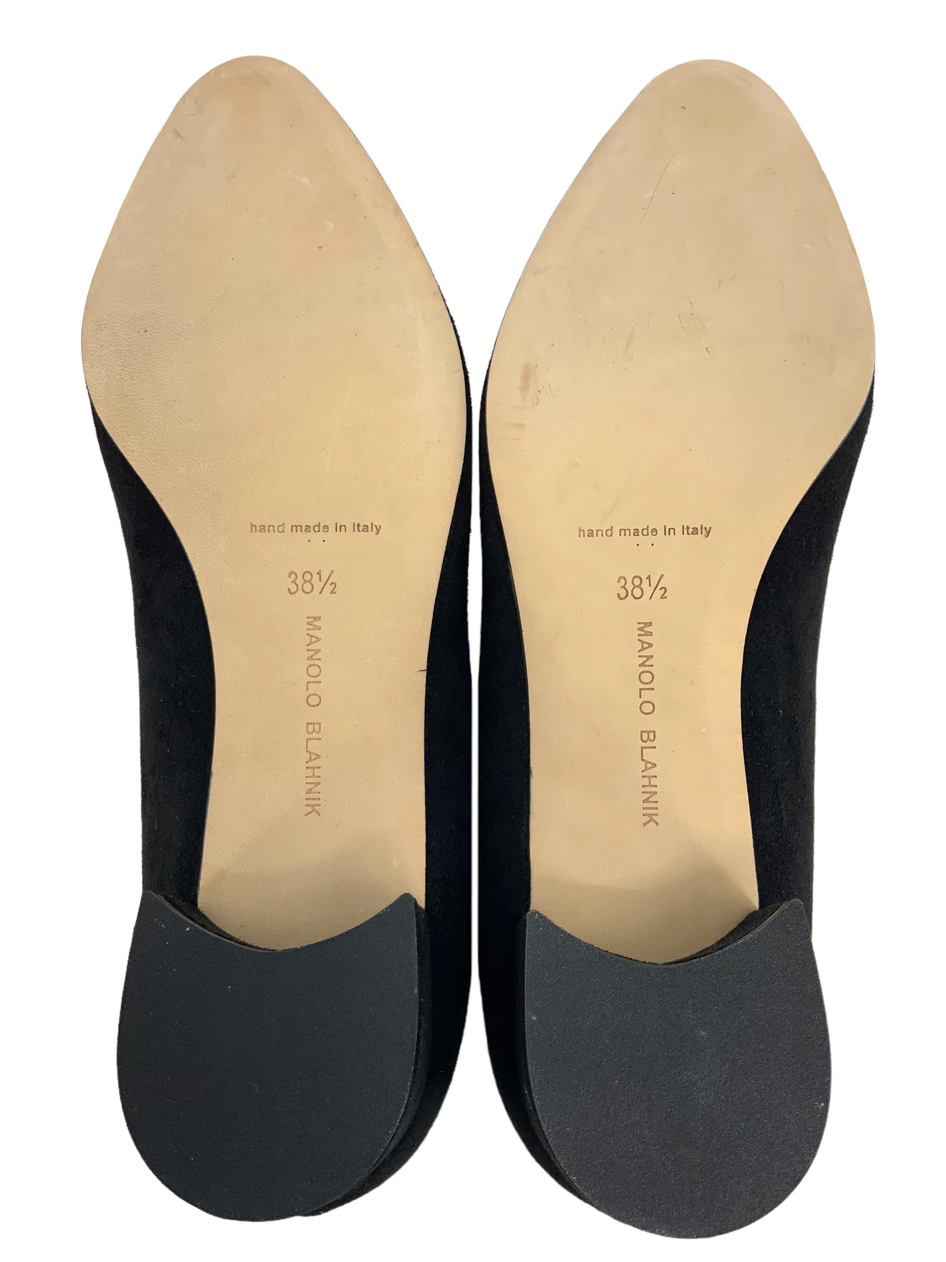 Manolo Blahnik Listony Block Heel Suede Pumps Women's Size 8.5 | Comfortable & Stylish High Heels for Work, Party & Special Occasions
