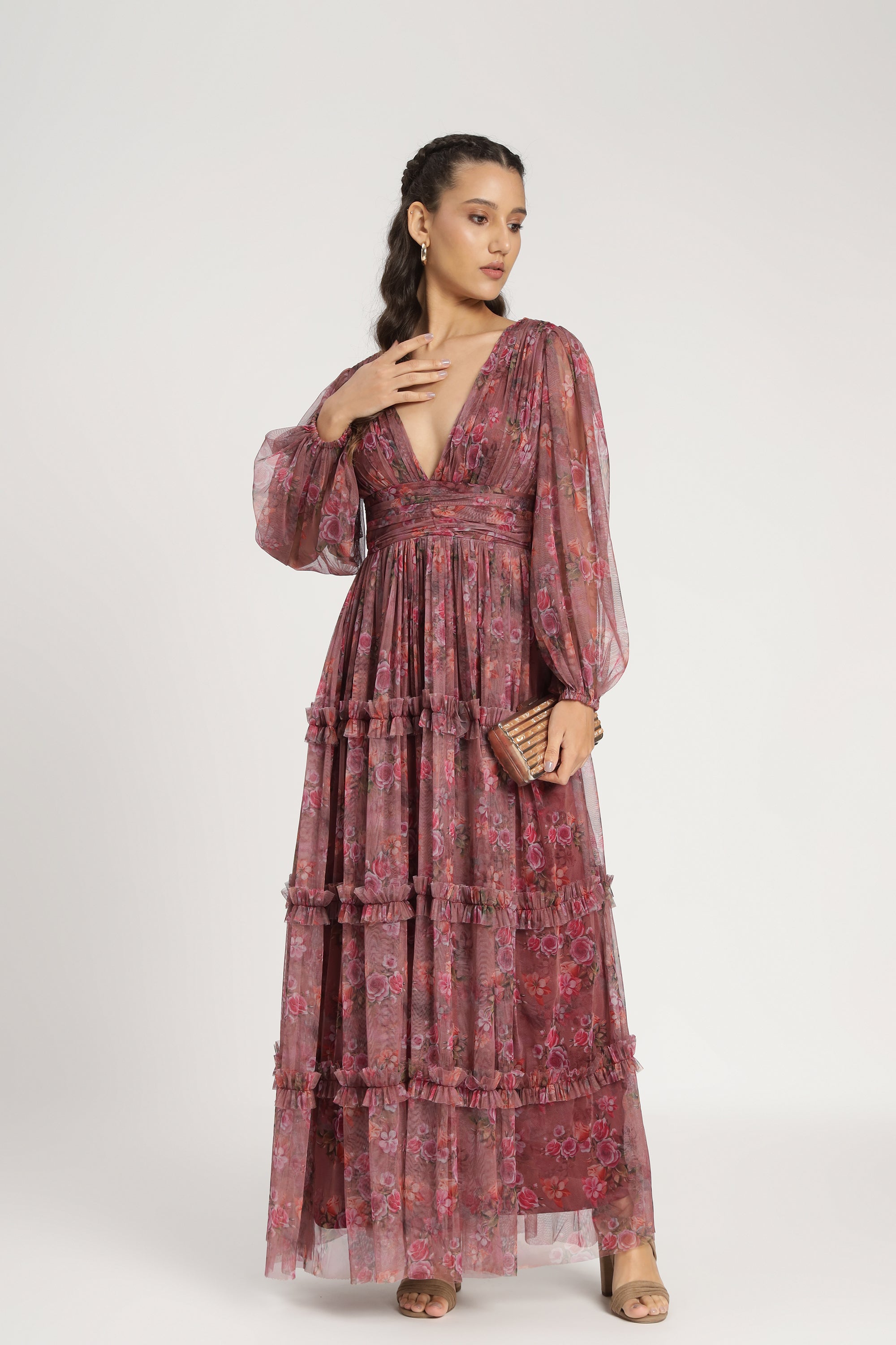 Lydia Women's Maxi Dress - Purple Floral Print Long Summer Dress for Beach, Vacation & Casual Wear | Plus Size Boho Chic Dress