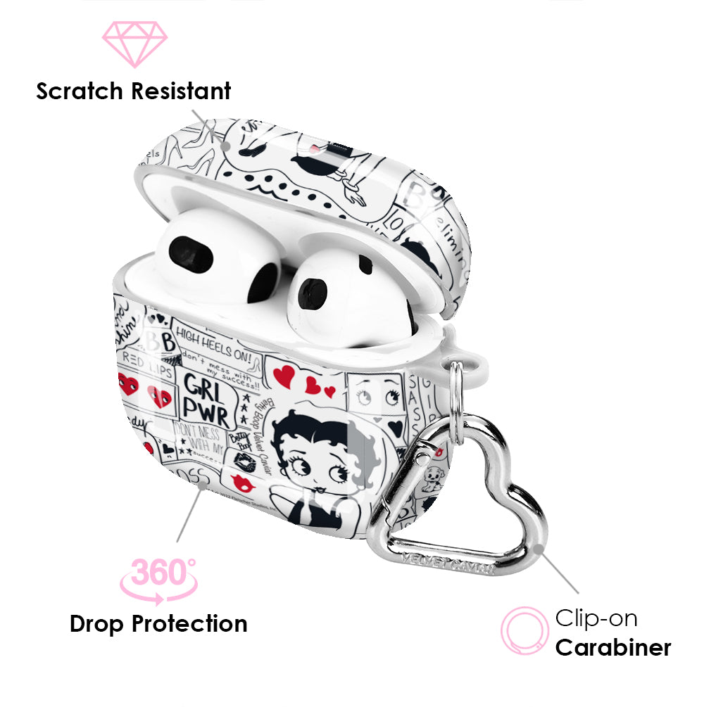 Betty Boop Girl Power AirPod Case - Cute & Protective Cover for Apple AirPods 1/2/3 & Pro - Perfect for School, Work & Travel