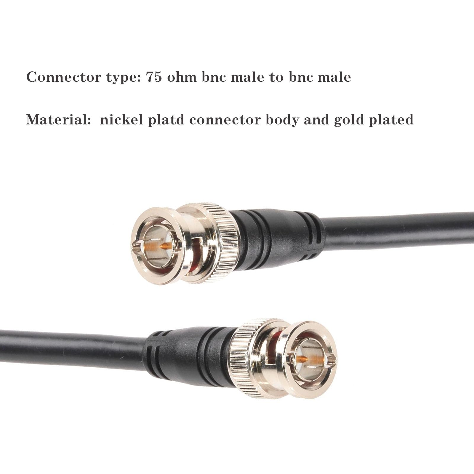 SDI BNC Cable 75 Ohm HD-SDI 3G/6G SDI RG59 BNC Video Cable 3ft - 4K/1080p HD-SDI 3G-SDI Compatible for CCTV DVR Cameras, Recorders & SDI to HDMI Converters (2-Pack) - Perfect for Professional Video Production & Surveillance Systems